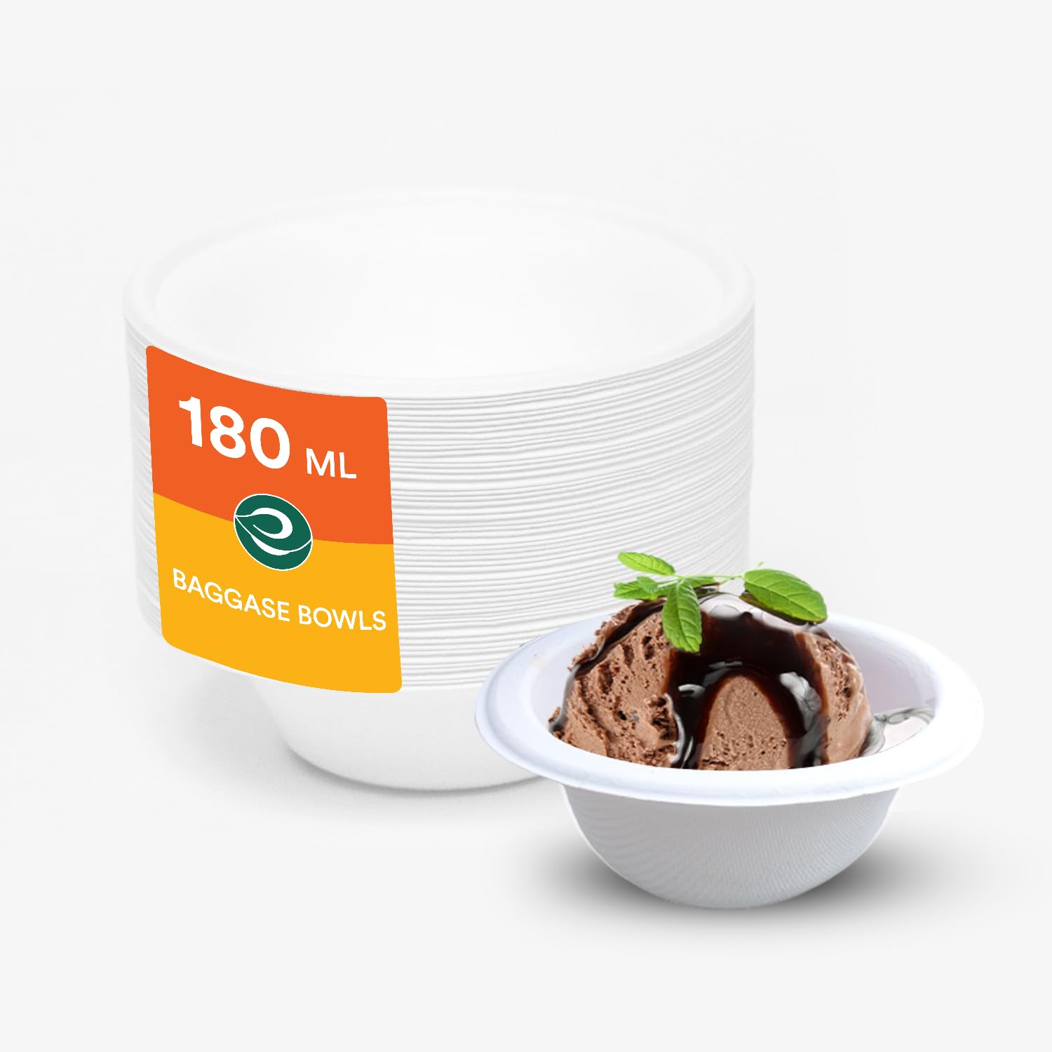 ECO SOUL 180ml (6oz) 50-Pack Biodegradable Sugarcane Bowls | Compostable Disposable Tableware for Parties, Weddings & Events | Eco-Friendly Dinnerware for Snacks, Salads & Desserts | Perfect for Sustainable Celebrations & Everyday Use