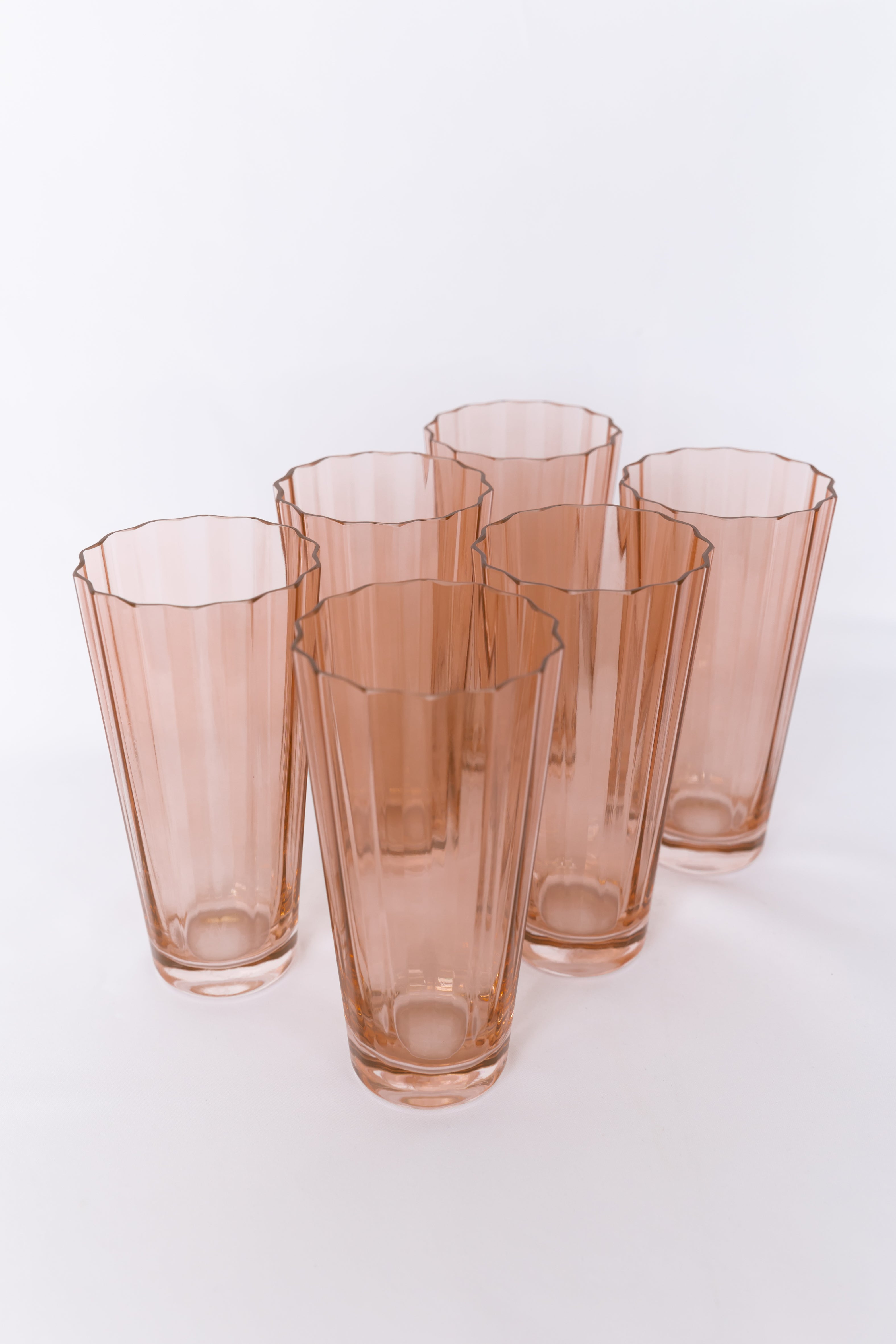 Estelle Colored Sunday Highball Glasses Set of 6 - Blush Pink - Elegant Drinking Glasses for Cocktails, Juice & Iced Tea - Perfect for Parties, Weddings & Home Entertaining