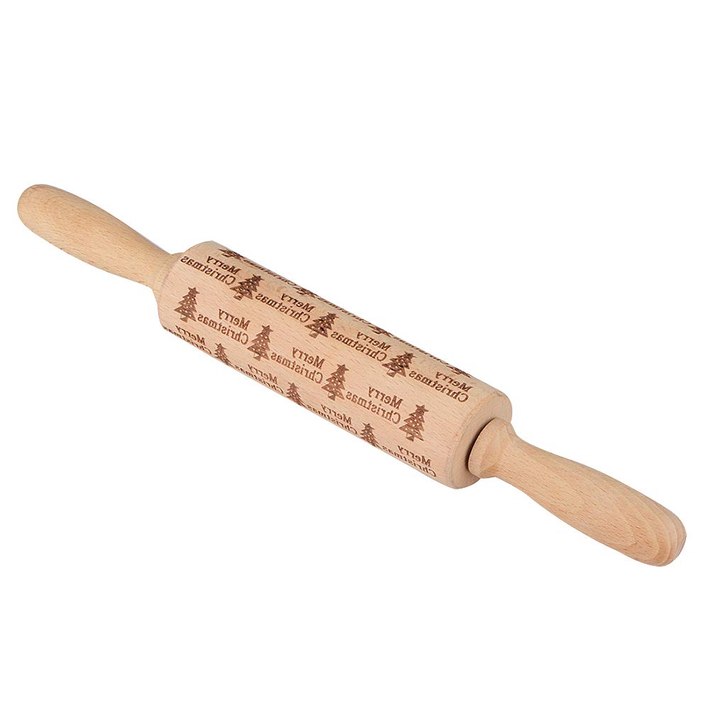 Huaheng Christmas Embossing Rolling Pin - Cookie Dough Stick & Fondant Tool for Baking - Perfect for Holiday Cookies, DIY Decorations, and Noodle Making