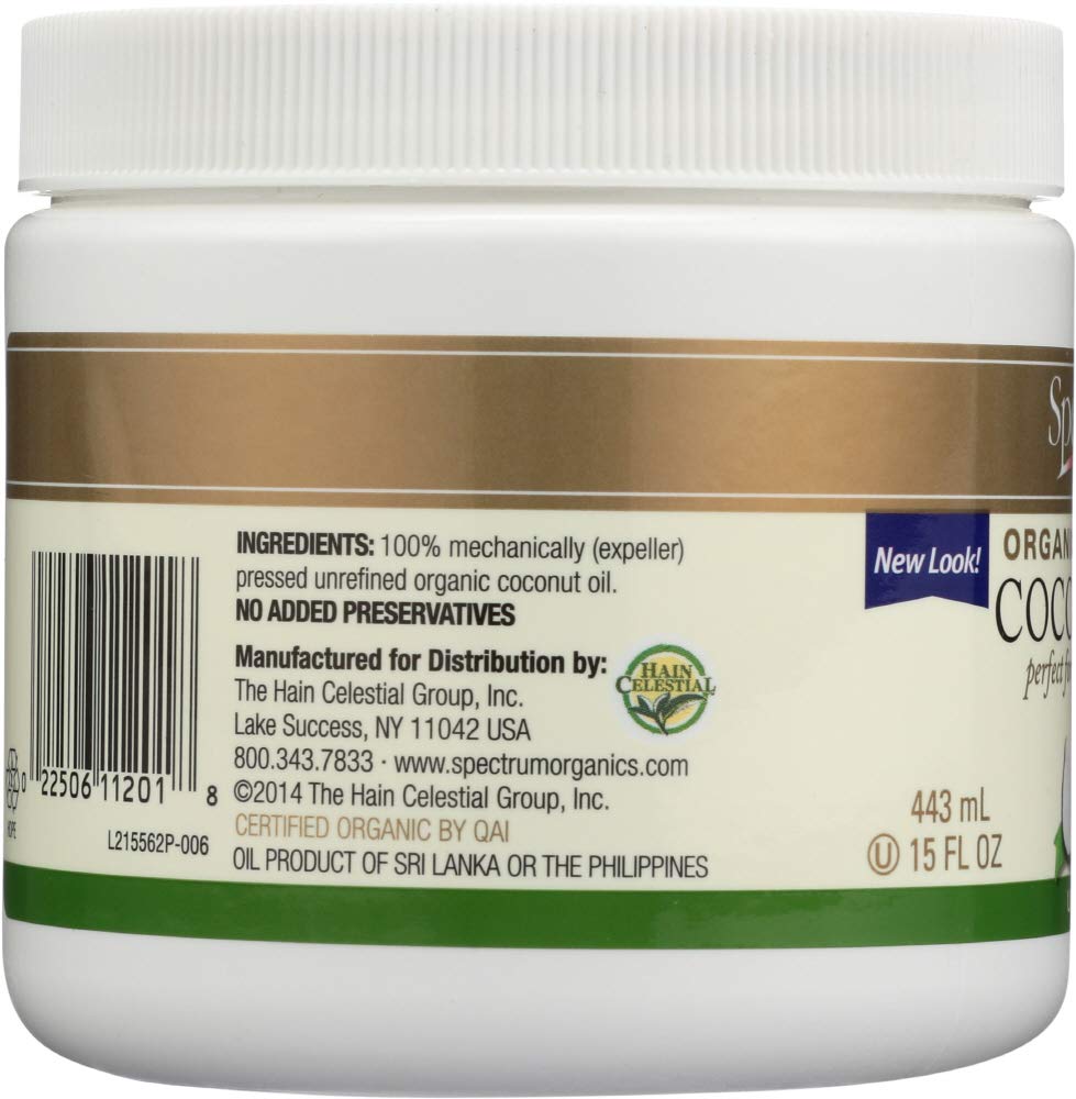 Spectrum Essentials Organic Unrefined Coconut Oil Body Cream - 15 oz (444 ml) - Hydrating Moisturizer for Dry Skin - Perfect for Massage, After Shower & Daily Skincare Routine