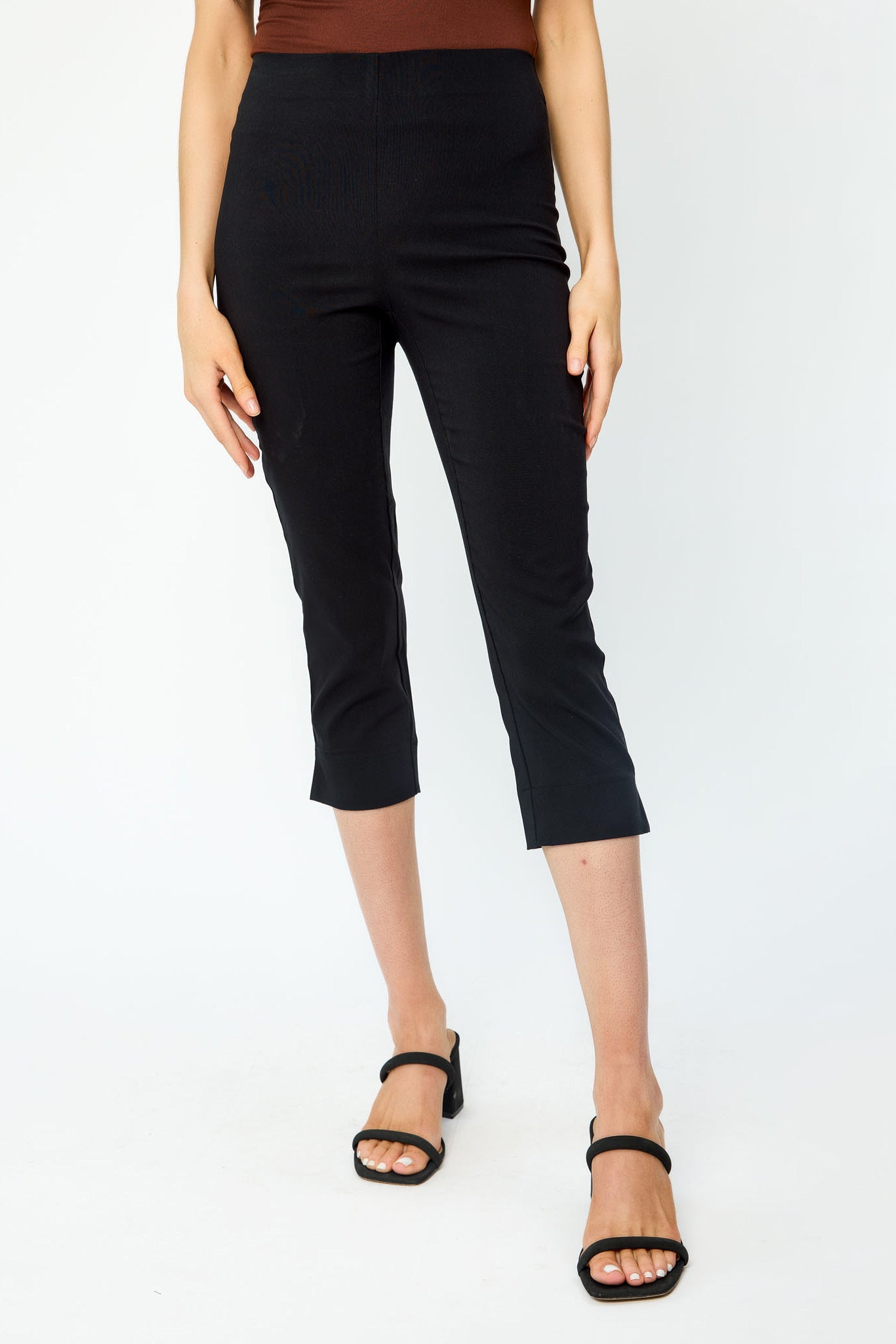 High Rise Pull On Capri Pants for Women - Comfortable Stretchy Yoga Pants for Workout, Lounge & Casual Wear