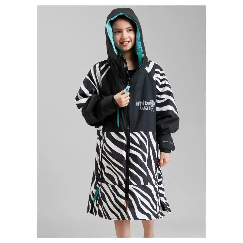 Unisex Kids Swimming Robe with Zebra Print - Quick Dry Swim Cover Up for Beach, Pool & Water Park Activities