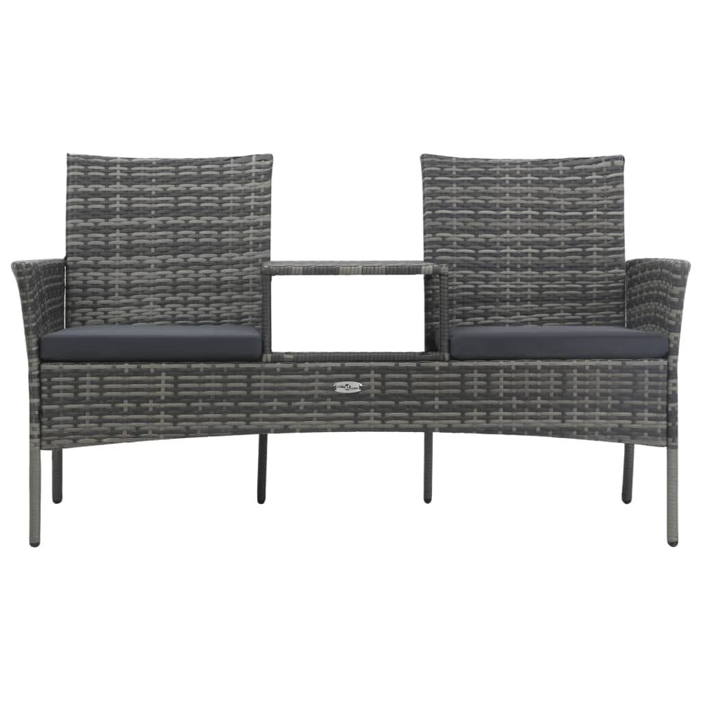 vidaXL 2-Seater Outdoor Patio Sofa Set with Cushions & Coffee Table - Durable Poly Rattan Garden Furniture in Anthracite - Perfect for Backyard, Balcony or Poolside Relaxation