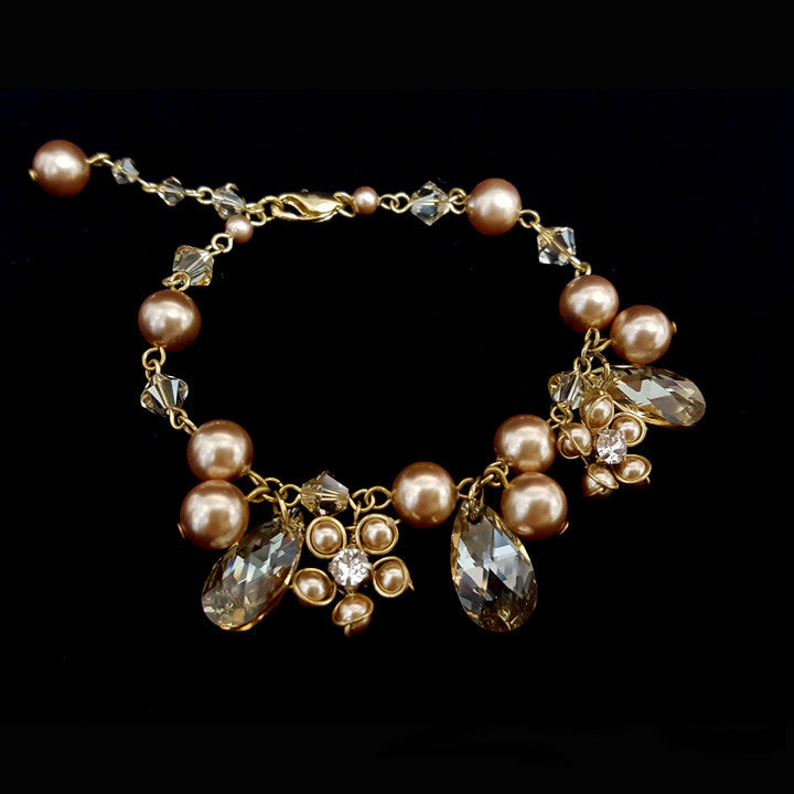 Elegant Kezani Sierra Pearl Charm Bridal Bracelet - Perfect for Weddings, Bridal Showers & Special Occasions