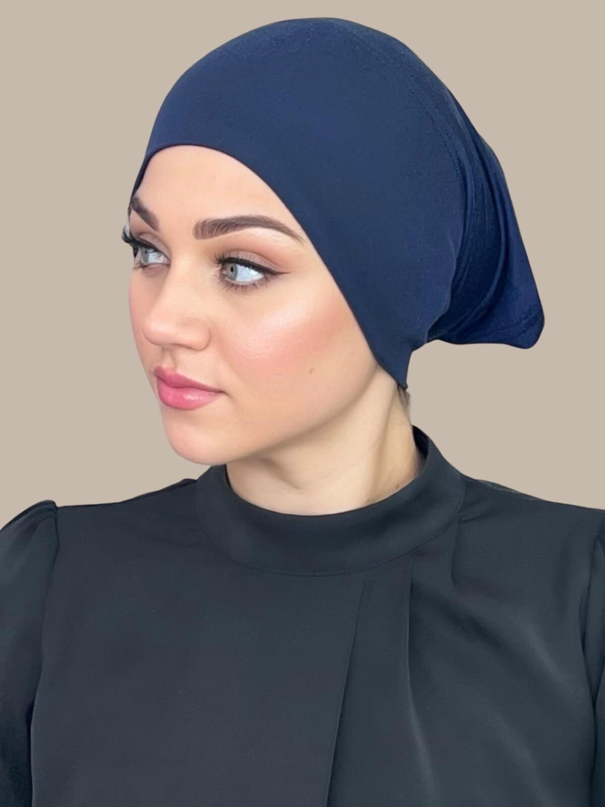 Premium Jersey Underscarf - Soft Breathable Muslim Hijab Liner in Navy Blue - Perfect for Daily Wear, Prayer & Modest Fashion