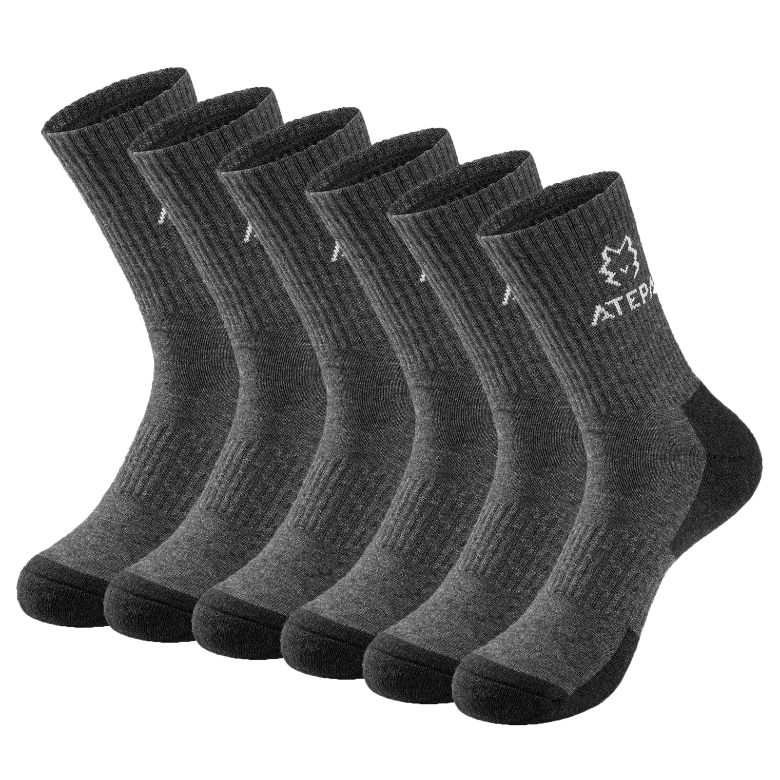 ATEPA Merino Wool Hiking Socks for Men & Women - Warm Thermal Outdoor Socks for Winter Trekking, Camping & Snow Sports (1/3/6 Pairs)