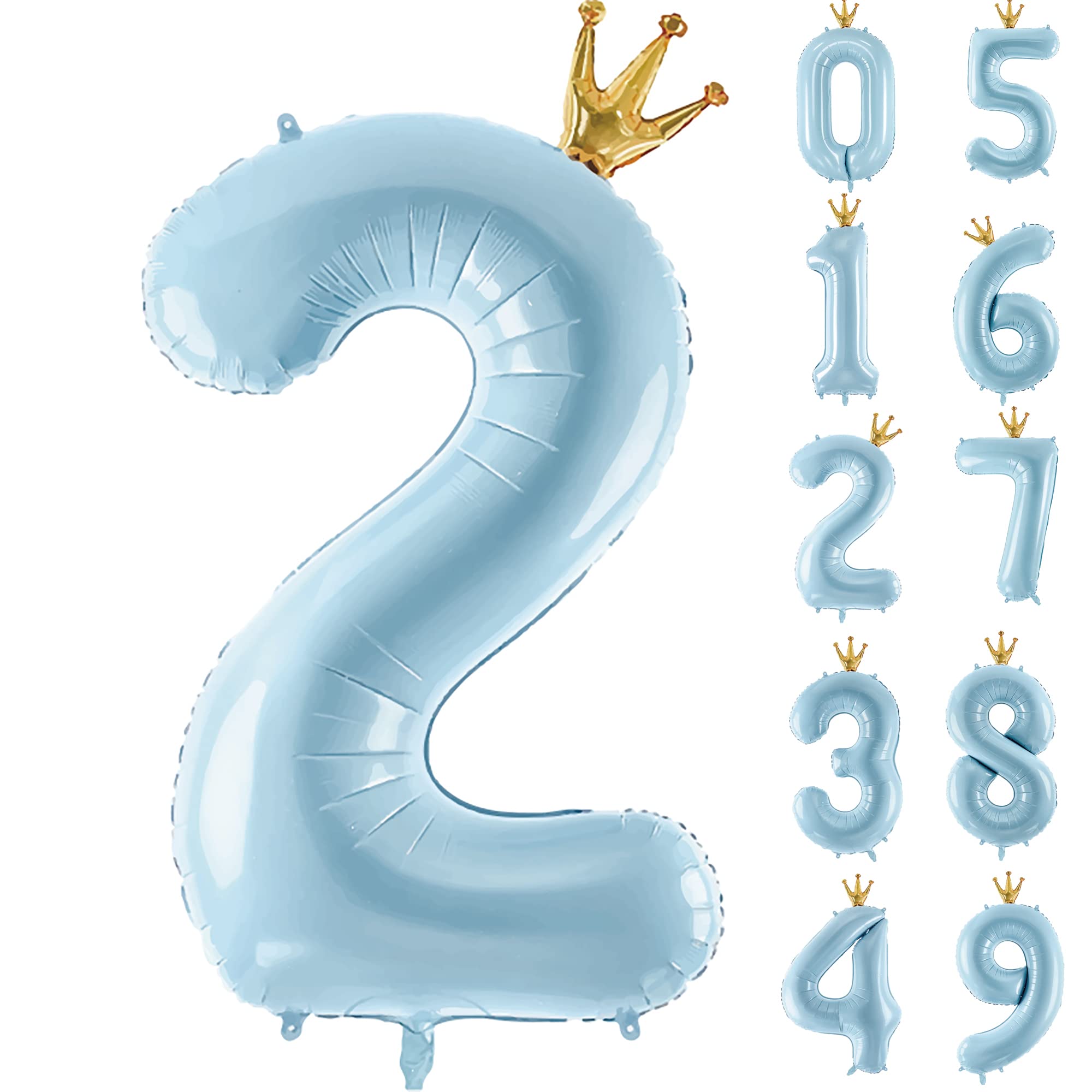 40 Inch Large Number 2 Balloon with Crown - 2nd Birthday Party Decorations for 2 Year Old - Blue Birthday Sign & Party Supplies - Perfect for Birthday Photos, Cake Smash Sessions & Milestone Celebrations
