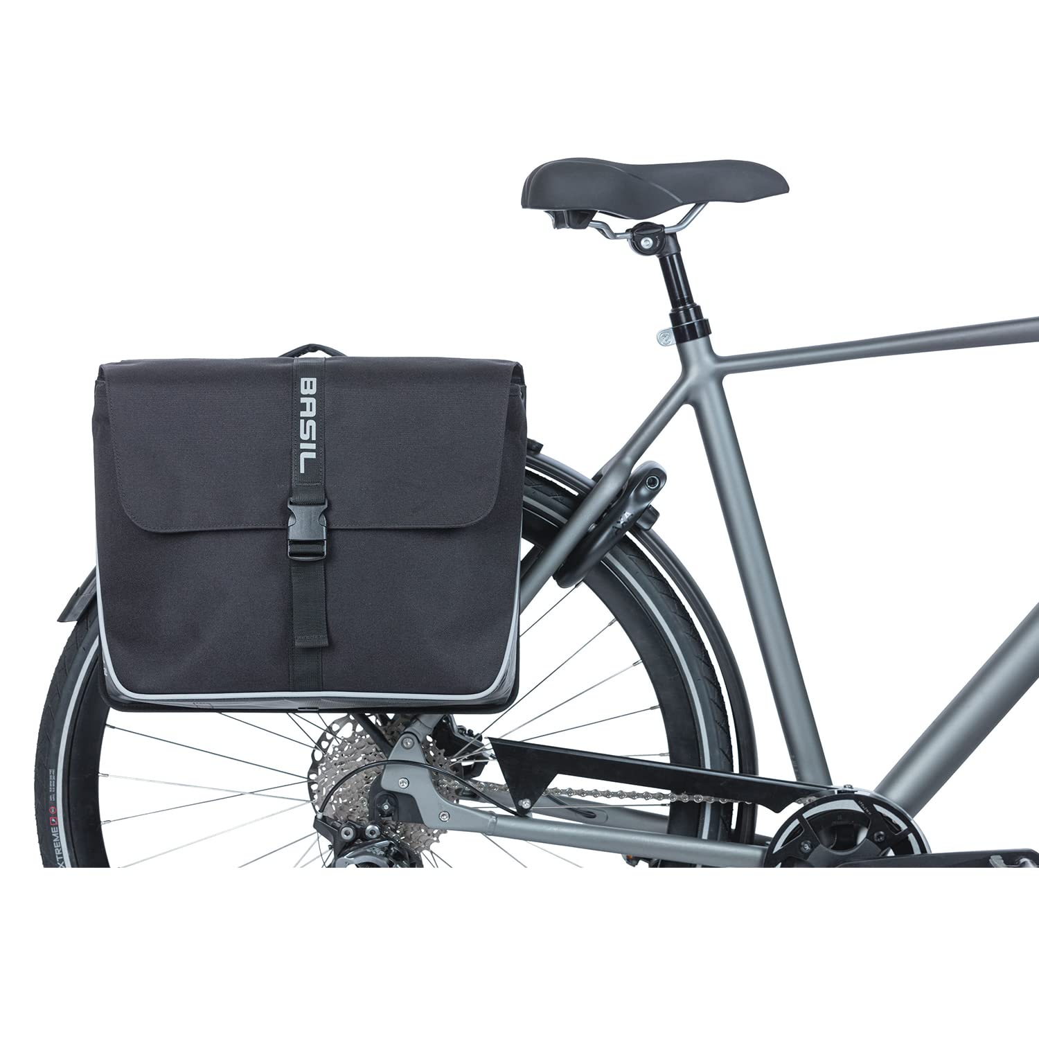 Basil Double Bicycle Pannier Bag Forte MIK Black - 35L Waterproof Bike Storage for Commuting & Touring | Perfect for Groceries, Work Gear & Outdoor Adventures
