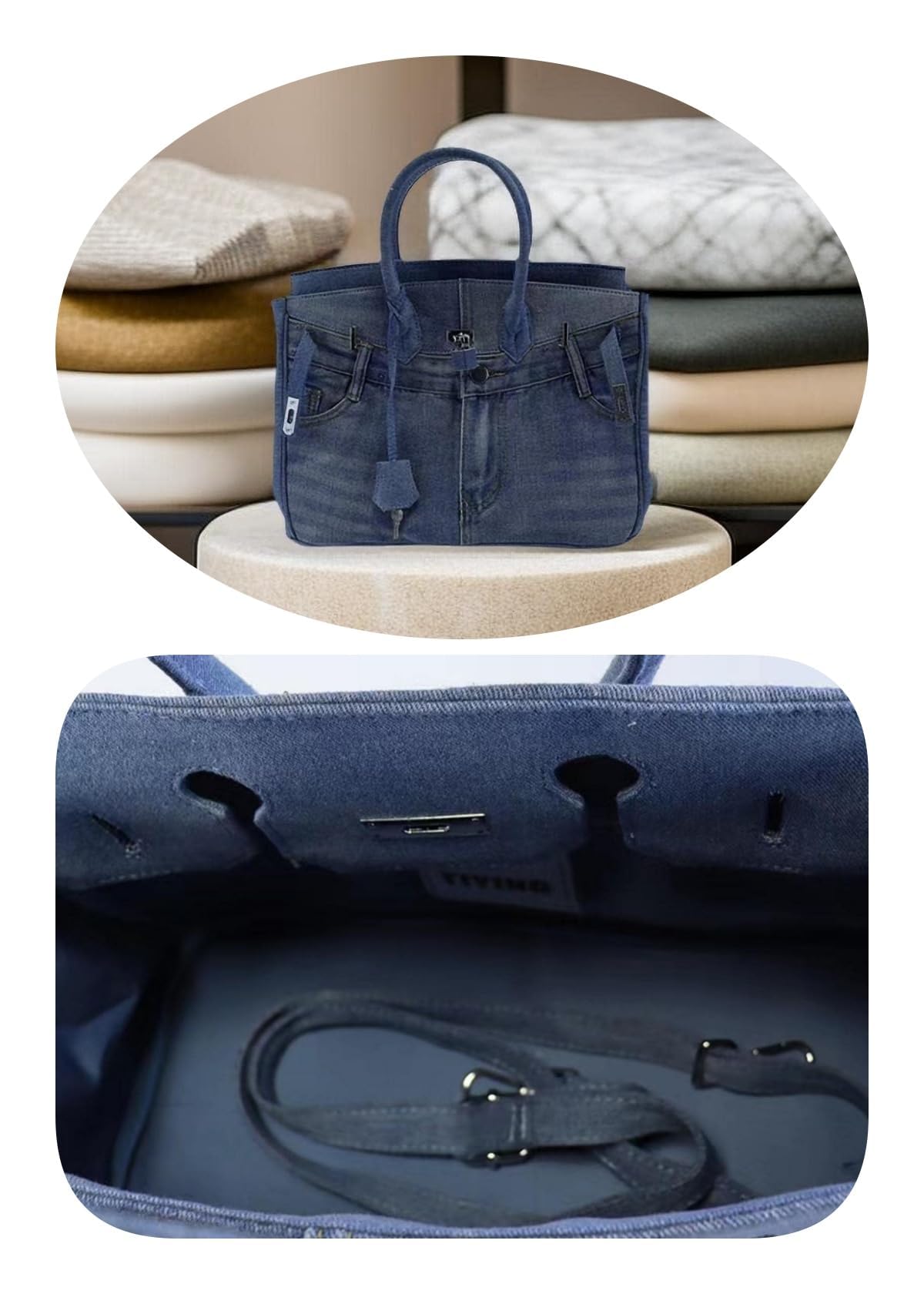Women's Large Capacity Denim Tote Bag - Stylish Underarm Shoulder Satchel for Beach, Travel, Shopping & Daily Use | Perfect for Work, Gym, and Weekend Outings