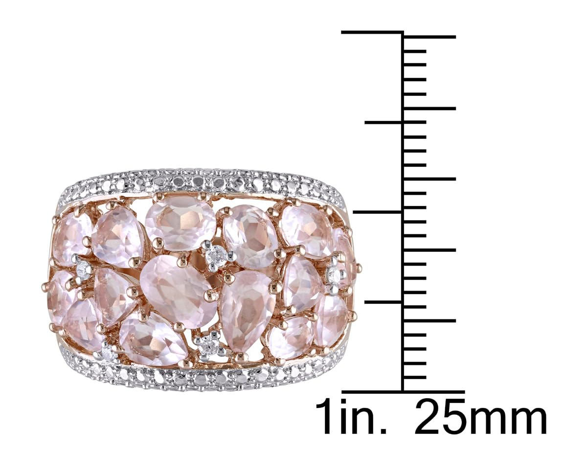 6.0 Carat (ctw) Synthetic Rose Pink Quartz Ring in Rose Gold Plated Sterling Silver with Accent Diamonds - Elegant Jewelry for Weddings, Anniversaries & Special Occasions