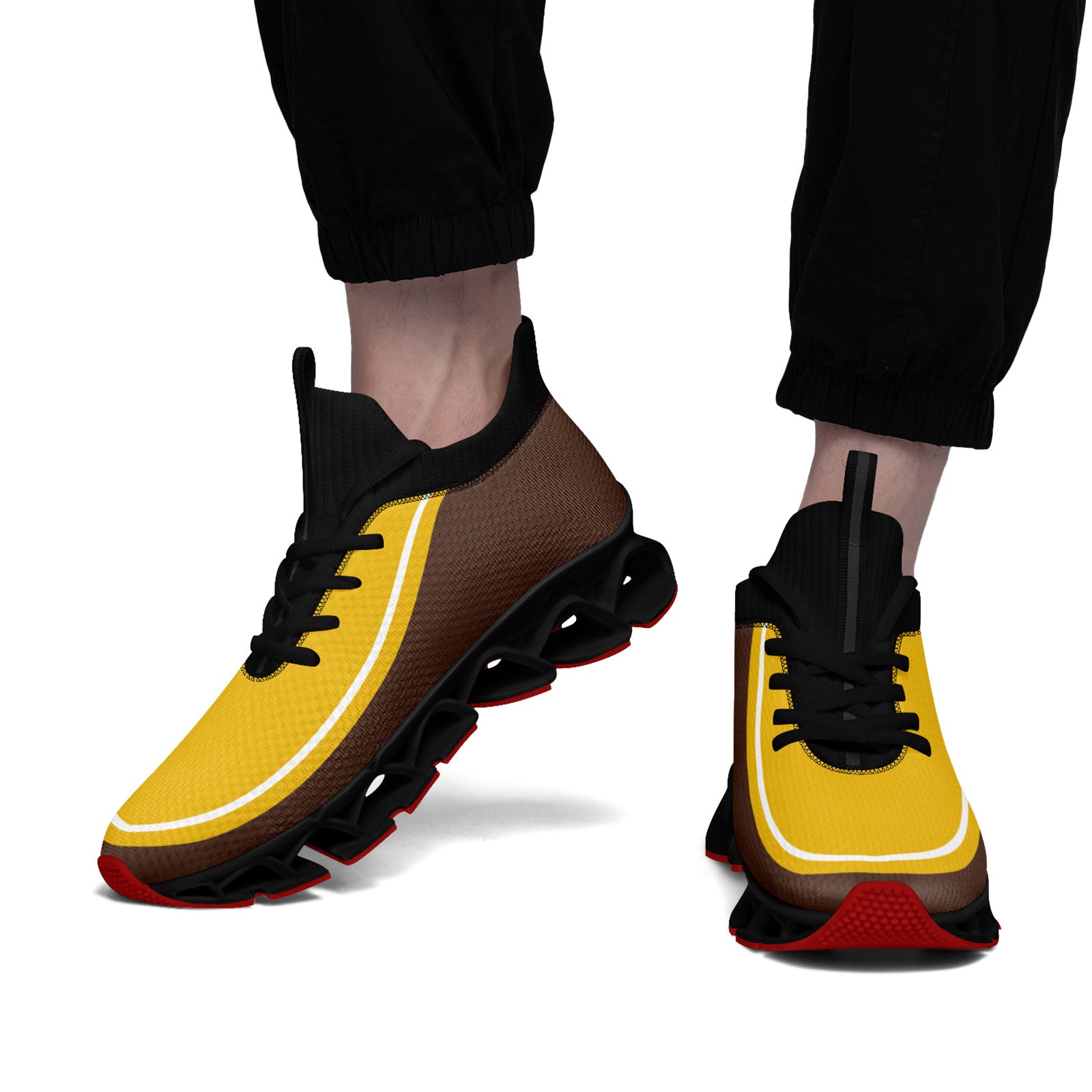 Custom Brown & Yellow Maxsoul Personalized Sneakers - Breathable Comfort Shoes for Men & Women (FN030XD D020388) - Perfect for Running, Gym Workouts & Casual Streetwear Fashion