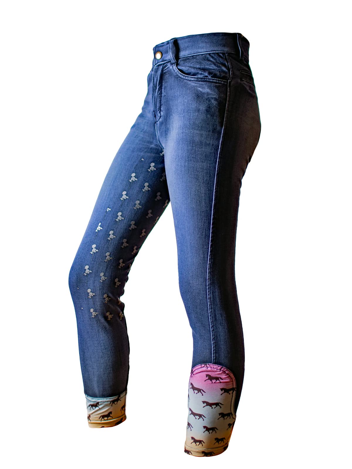 Anni Lyn Women's Spirited Full Seat Denim Breech Riding Pants - Equestrian Sportswear for Horseback Riding & Training