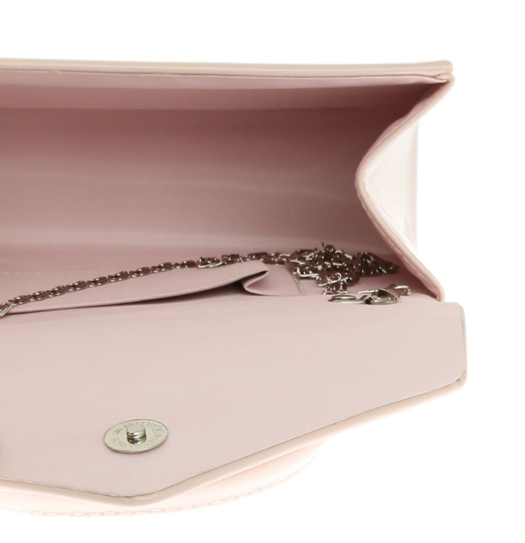 Stylish Women's Patent Leather Clutch Bag - Small Evening Purse in Pink & Nude Colors for Parties, Weddings & Formal Events