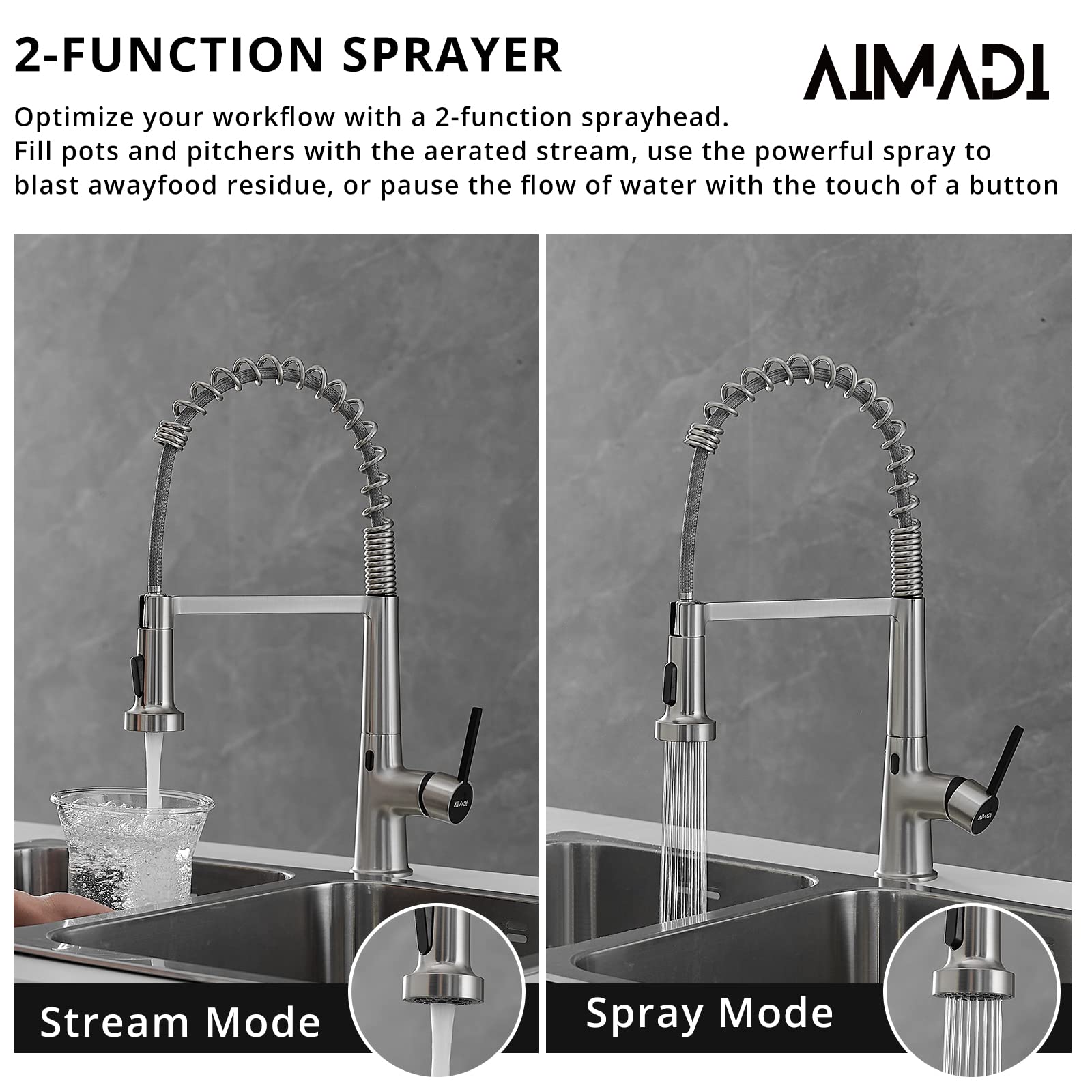 Touchless Kitchen Faucet with Pull Down Sprayer - Stainless Steel Smart Sensor Faucet for Home & Bar Use