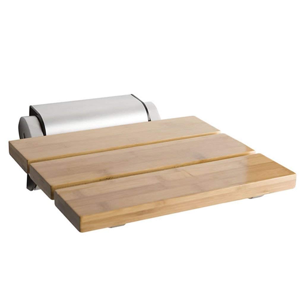 **ShiSyan Folding Wall-Mounted Shower Stool with Stainless Steel Base & Bamboo Seat – Heavy Duty Bathroom Stool for Elderly, Disabled & Pregnant – Perfect for Safe Showering, Spa Relaxation & Bathroom Accessibility**