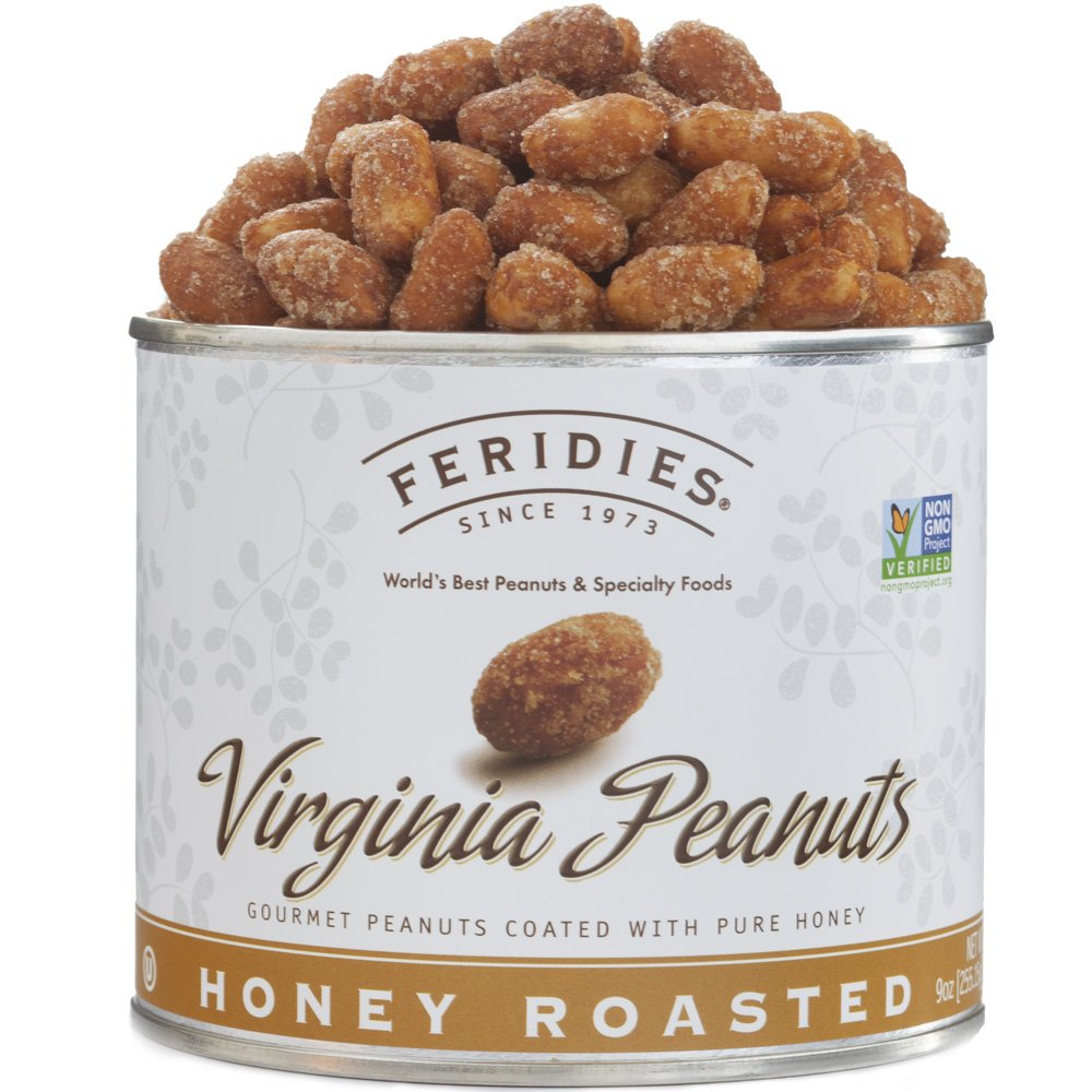 FERIDIES Honey Roasted Peanuts - OU Kosher Certified, Non-GMO, 9oz Vacuum-Sealed Can - Healthy Snacks for Adults, Perfect for Office, Travel & Movie Nights