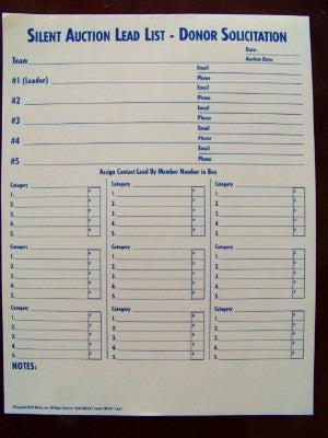 Silent Auction Bidder Lead List - 10 Pack with 2 or 3 Part Carbonless Forms for Fundraising Events, Charity Auctions & Nonprofit Donations