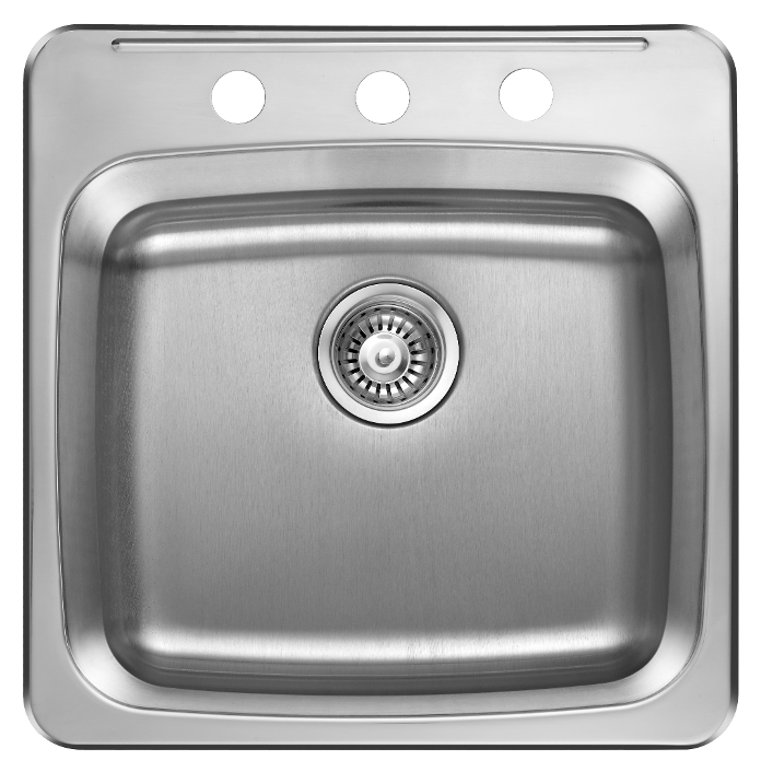 Excalibur 3-Hole Drop-In Stainless Steel Kitchen Sink with Single Bowl - ESL2020/8/3 - Perfect for Modern Kitchens & Bathroom Renovations
