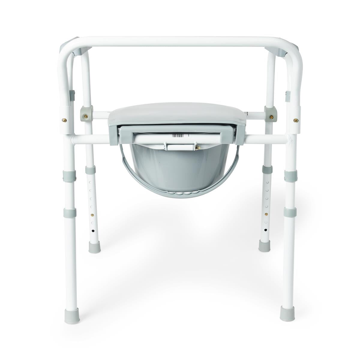 3-in-1 Folding Steel Commode Chair - Portable Toilet Seat with Adjustable Height for Elderly & Disabled - Home Care, Hospital & Travel Use