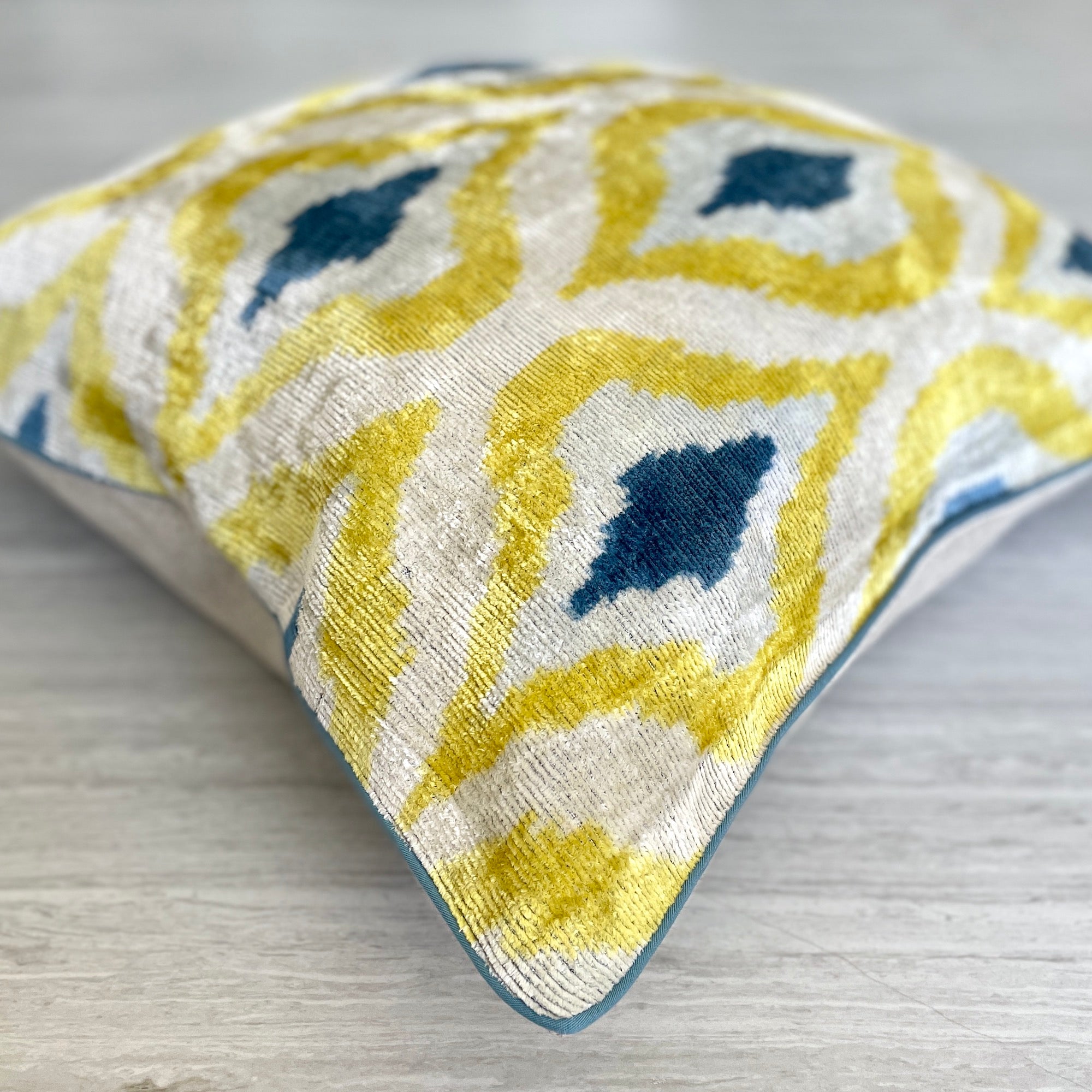Luxury Velvet Ikat Cushion Cover - Sunstream Pattern Decorative Throw Pillow for Sofa, Bed & Home Decor - Boho Chic Living Room & Bedroom Accessories
