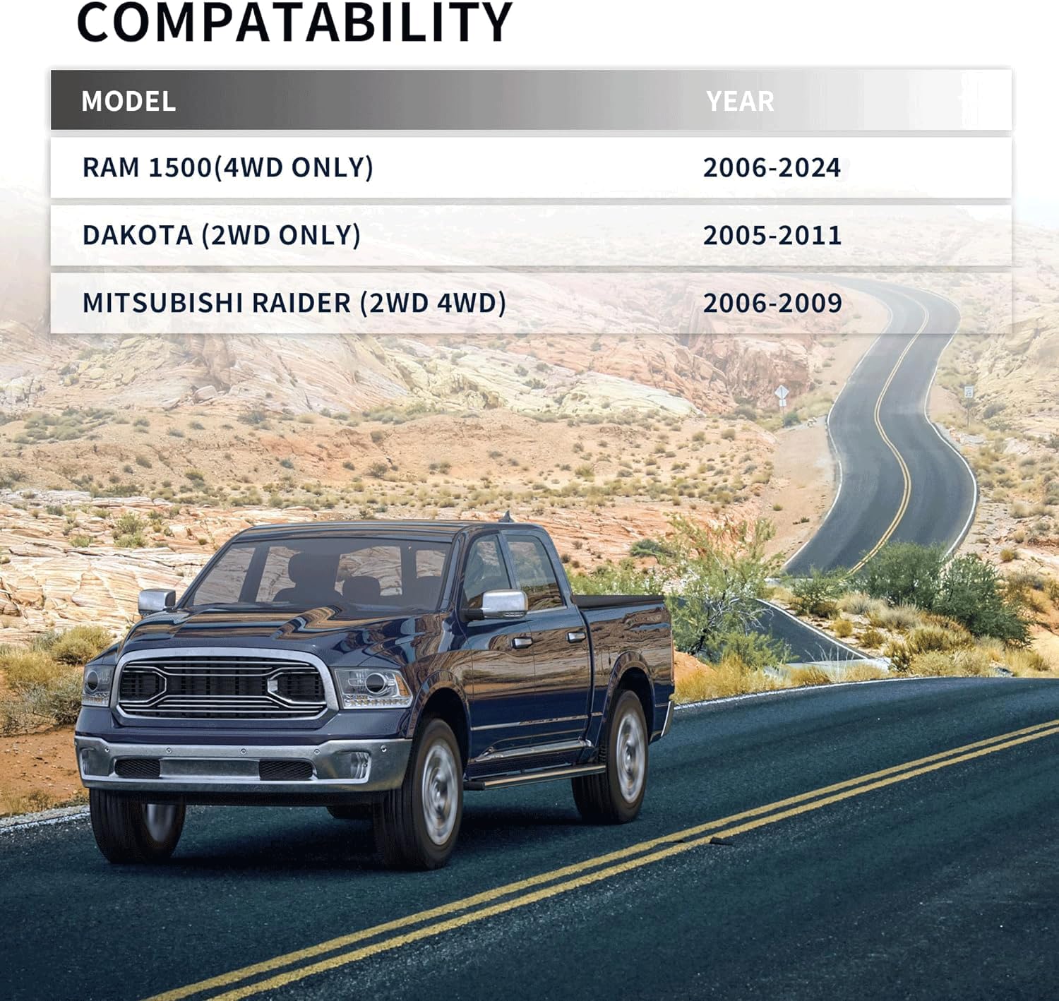 2 Inch Leveling Lift Kit for 2006-2024 Ram 1500 4WD & 2005-2011 Dakota 2WD - Forged Front Strut Spacers to Raise Pickup Truck Front by 2