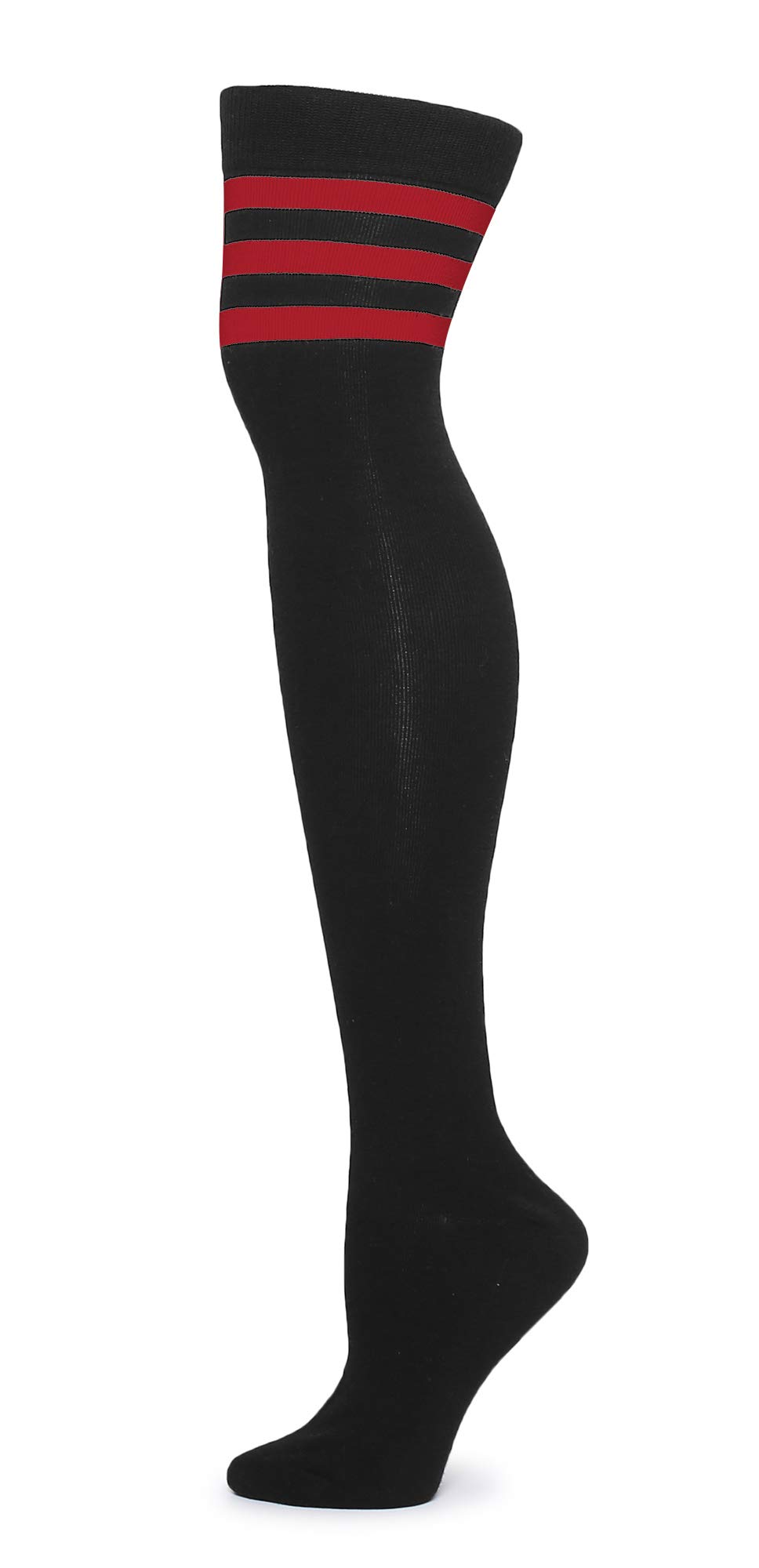 Leotruny Women's Fashion Over The Knee High Socks with Triple Stripes - Trendy Thigh High Stockings for Winter, Fall & Party Outfits