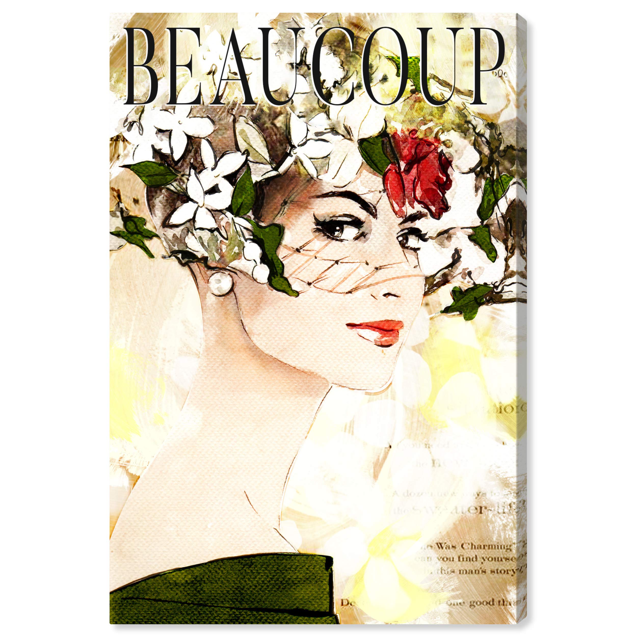 Oliver Gal Artist Co. 'Beaucoup' Fashion Glam Wall Art Canvas Print - 24x36 Inch Yellow & Green Home Decor for Living Room, Bedroom & Office