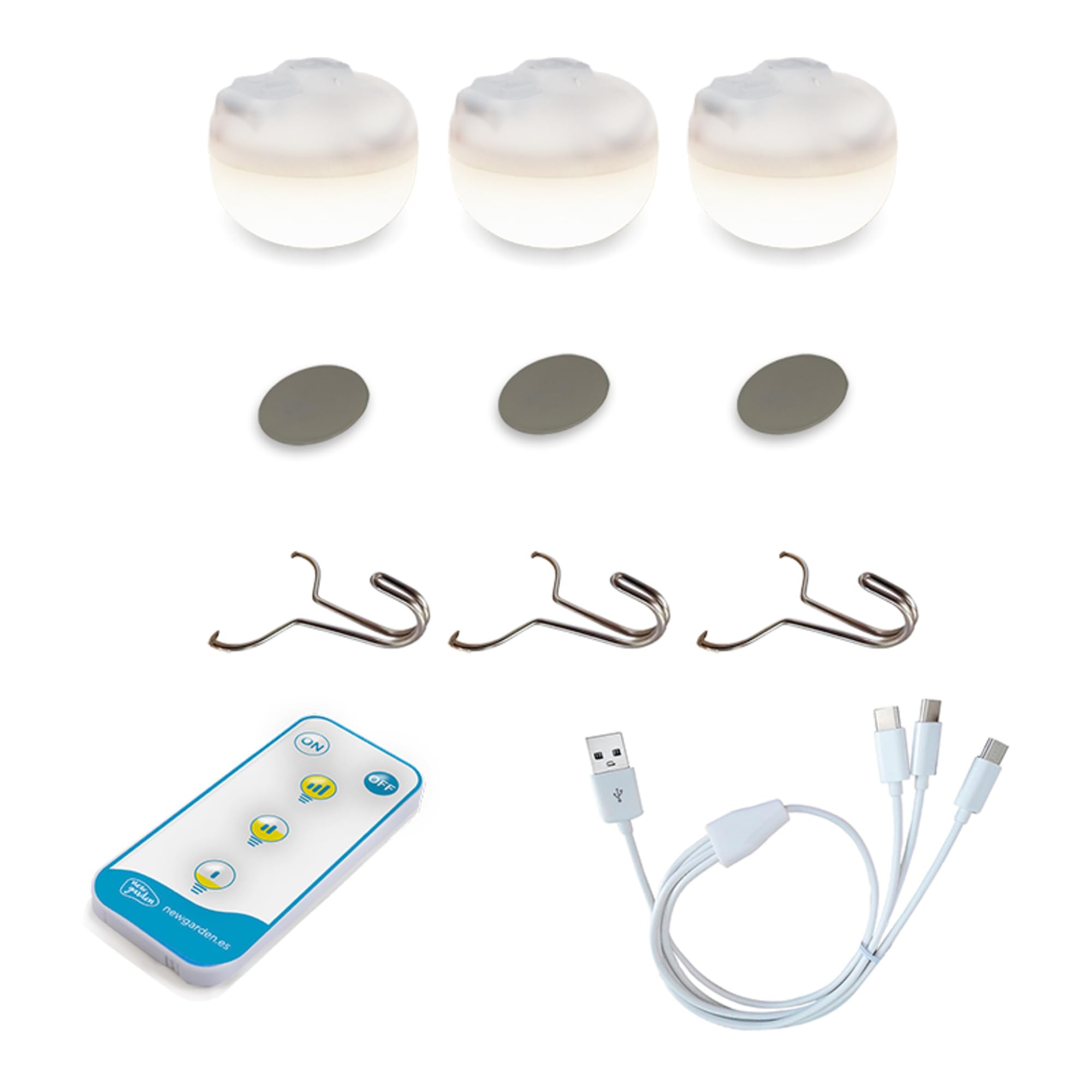 Newgarden Cherry Mini (Set of 3) Portable Rechargeable LED Light Bulbs - Perfect for Camping, Emergency Kits, and Home Decor