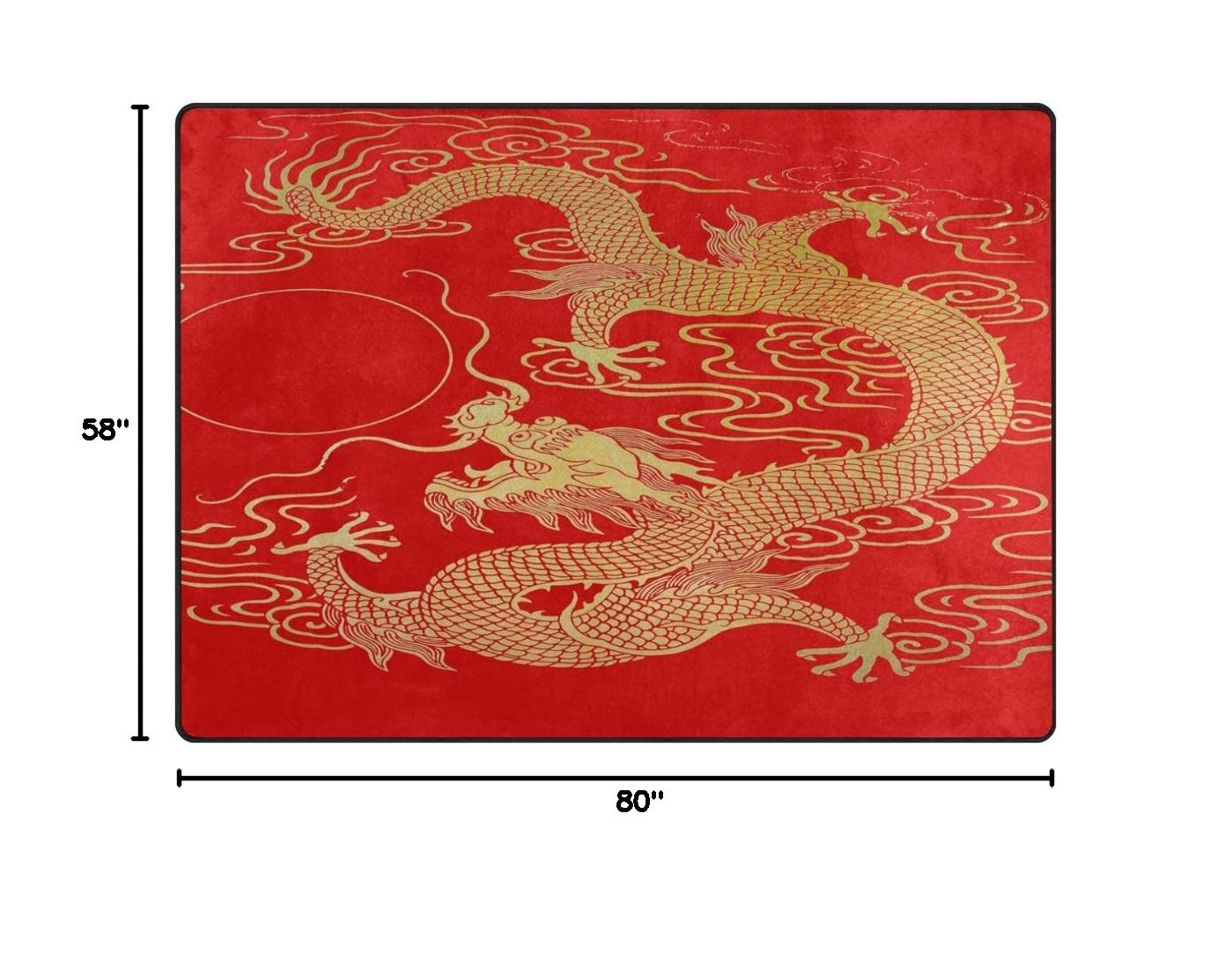 ALAZA Gold Dragon Oriental Area Rug 7' x 5' - Traditional Chinese Design Handmade Rug for Living Room, Bedroom, Dining Room | Perfect for Home Decor, Asian-Themed Spaces & Luxury Interior Design