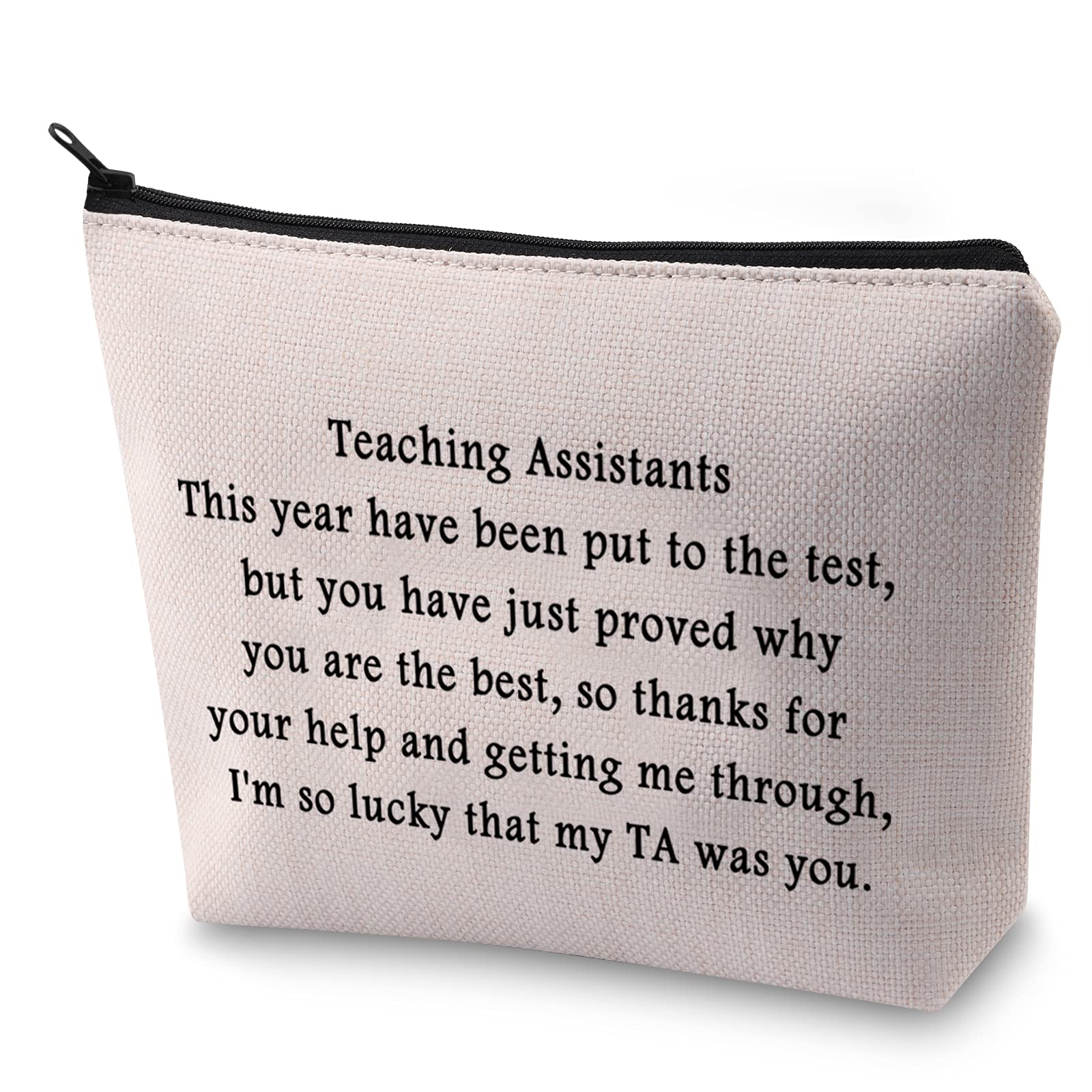 BLUPARK Teacher Assistant Gift - Thank You Appreciation Makeup Bag for TA, Back to School Present (So Lucky My TA Was You) - Perfect for Teacher Week, End of Year Gifts & Classroom Supplies