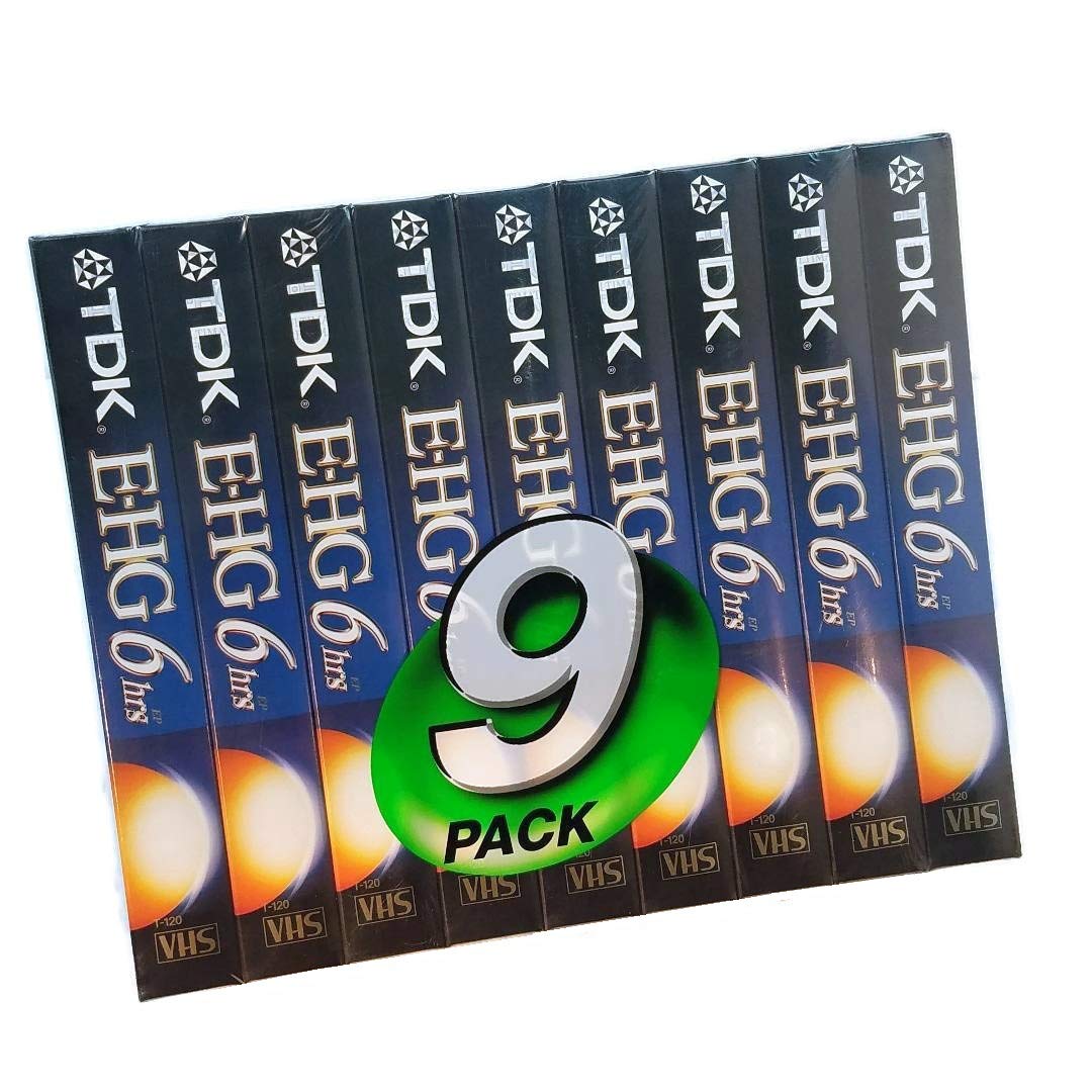 TDK 9 Pack Extra High Grade T-120 Video Tapes - Premium Blank VHS Tapes for Home Recording, Archiving & Retro Media Preservation - Perfect for Vintage VCRs, Home Movies & Analog Video Collections