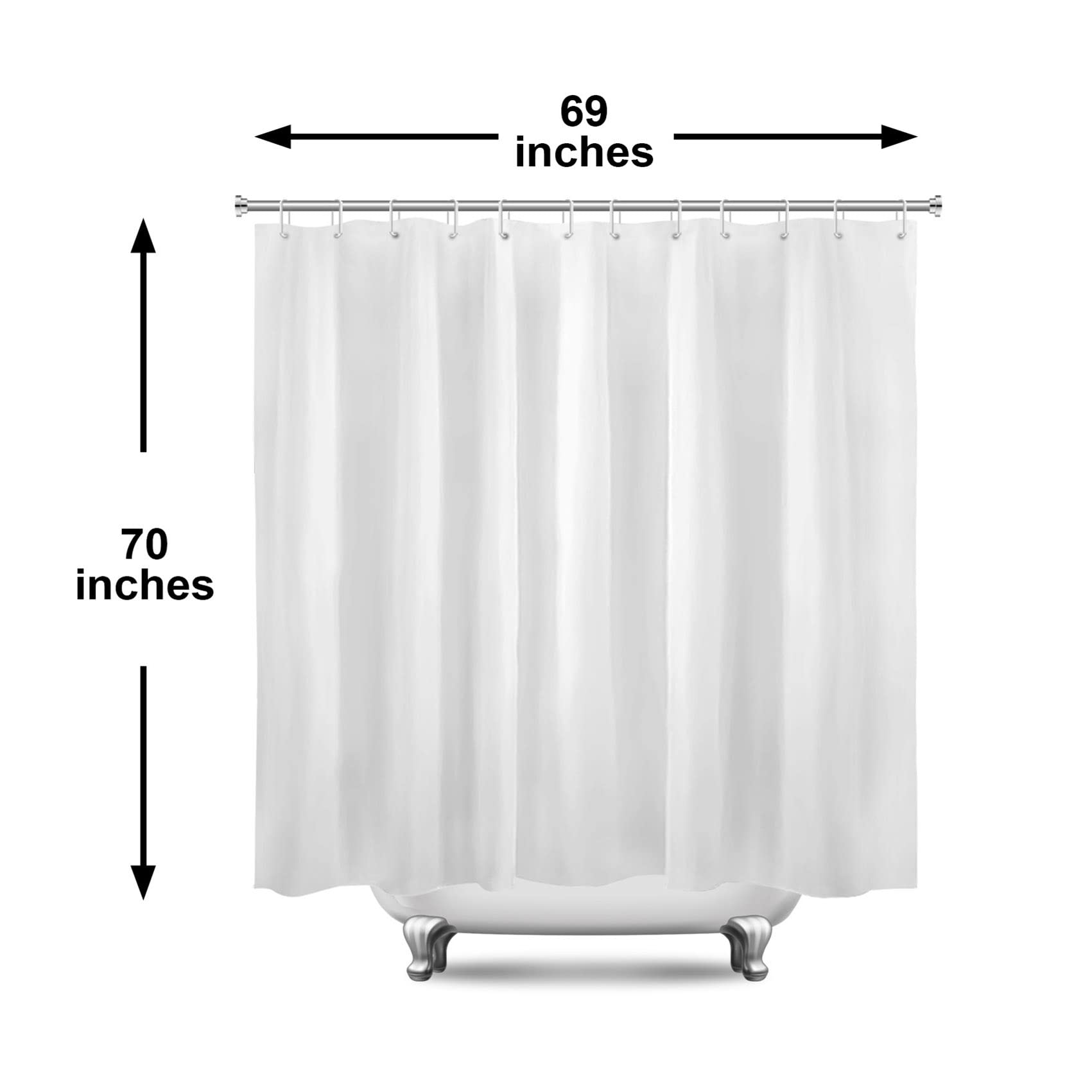Modern Geometric Black & Grey Minimalist Shower Curtain - Waterproof Fabric Bathroom Decor with Hooks, 69x70 Inches - Perfect for Contemporary Bathrooms & Spa-Like Showers