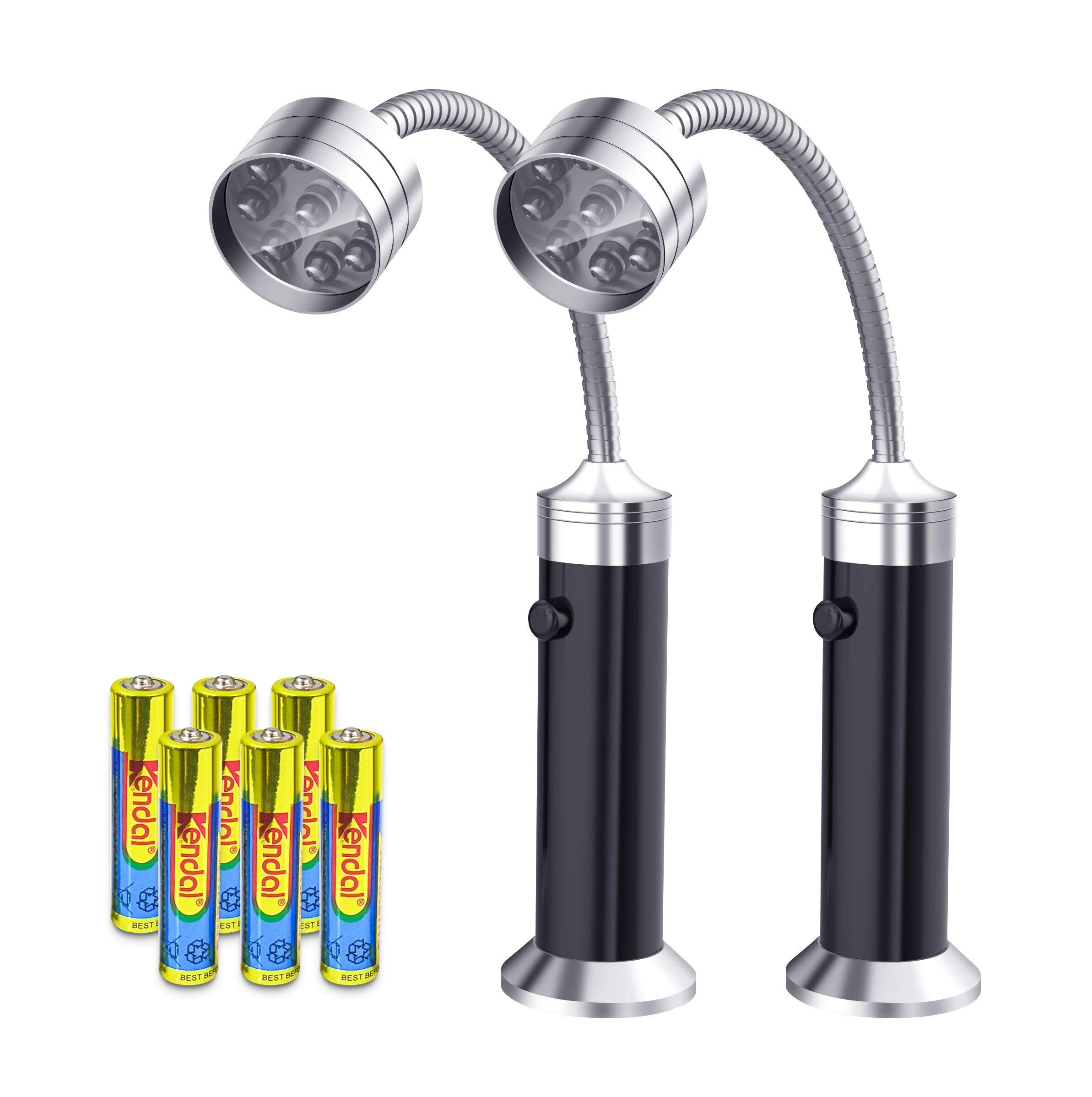 **2 Pack Magnetic LED BBQ Grill Lights - Flexible Gooseneck, Weather Resistant, Battery Included - Perfect for Outdoor Grilling, Traeger Smoker, Pit Boss Griddle - Ideal Gift for Men & Dad**    *(Use: Illuminate your grill, smoker, or outdoor cooking station for safer and easier nighttime barbecues!)*