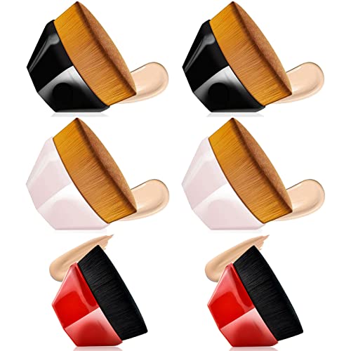 Professional Flat Top Kabuki Foundation Brush Set - 6Pcs High-Density Hexagon Makeup Brushes for Flawless Powder & Liquid Foundation Application | Perfect for Everyday Makeup, Contouring & Professional Makeup Artist Kit