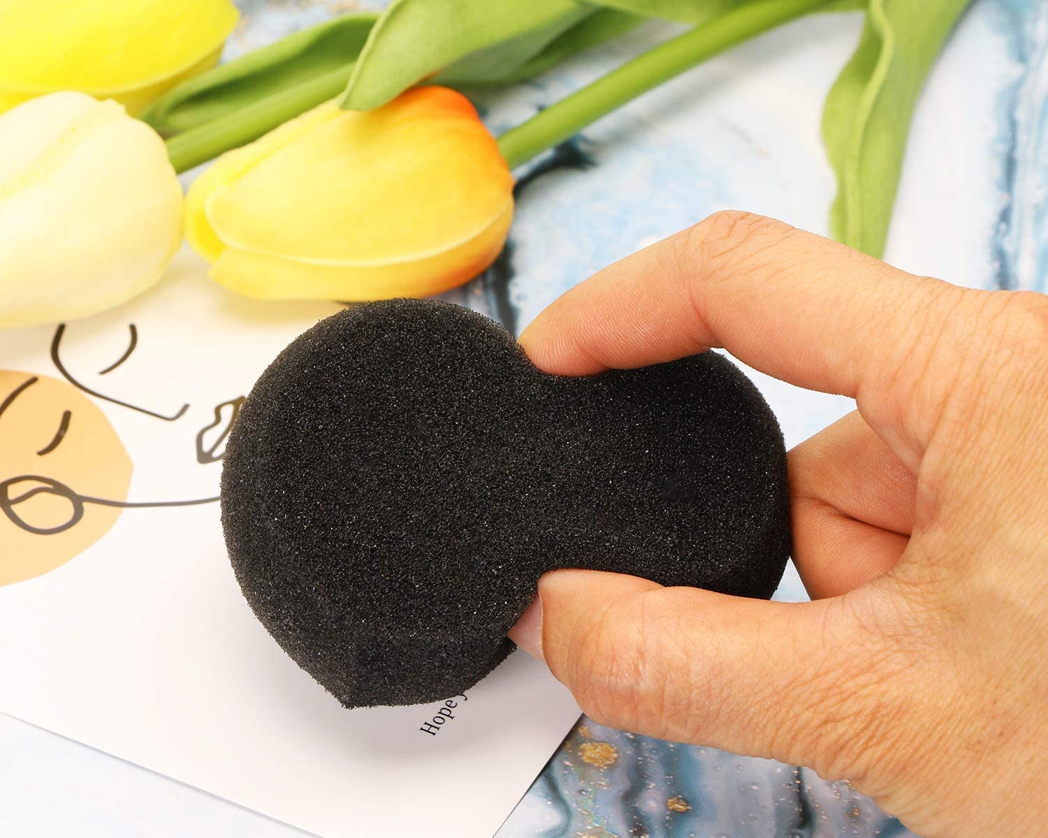Penta Angel Round Sponges 10Pcs - 3 Inch Yellow Synthetic Artist Sponges for Watercolor Painting, Pottery Clay, Ceramics & Wall Art - Perfect for DIY Crafts, School Projects & Professional Artwork (Black)