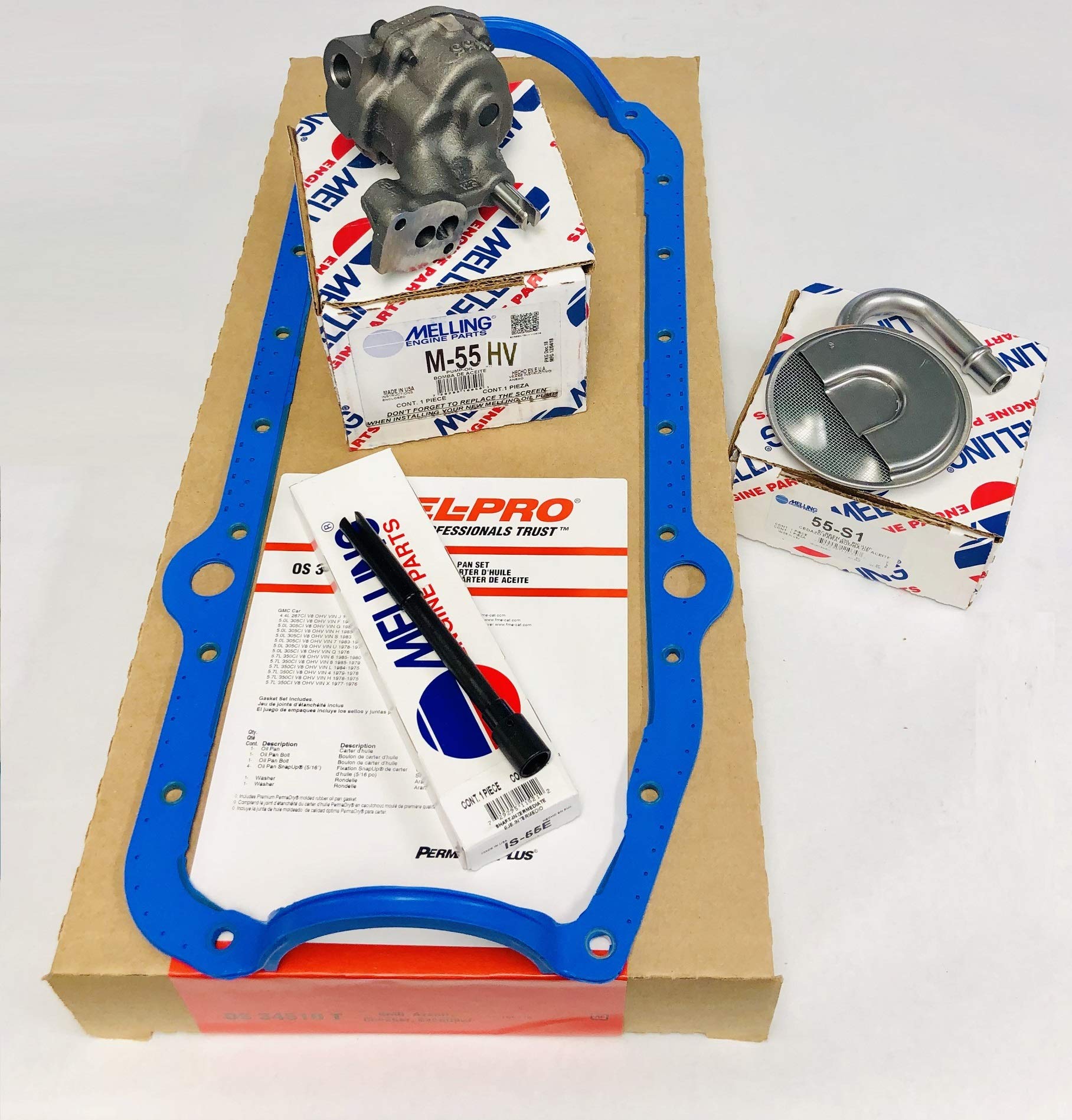 High Performance M-55HV SBC Chevy High Volume Oil Pump Kit with Stud, Pickup Screen & Steel Rod - Compatible with 305 307 327 350 383 Engines - Perfect for Engine Rebuilds, Performance Upgrades & Classic Car Restoration