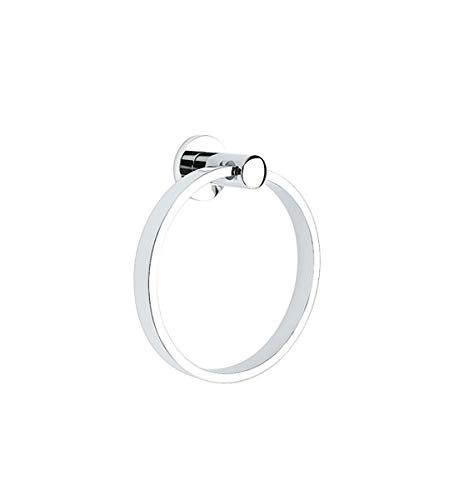 Emtek Modern Brass Towel Ring with Matching Finish Rosette - 6 Finish Options (Including Flat Black) - Bathroom Hardware Accessory for Contemporary Homes - Model 28018US19 - Perfect for Spa, Guest Bath & Master Bathroom Decor