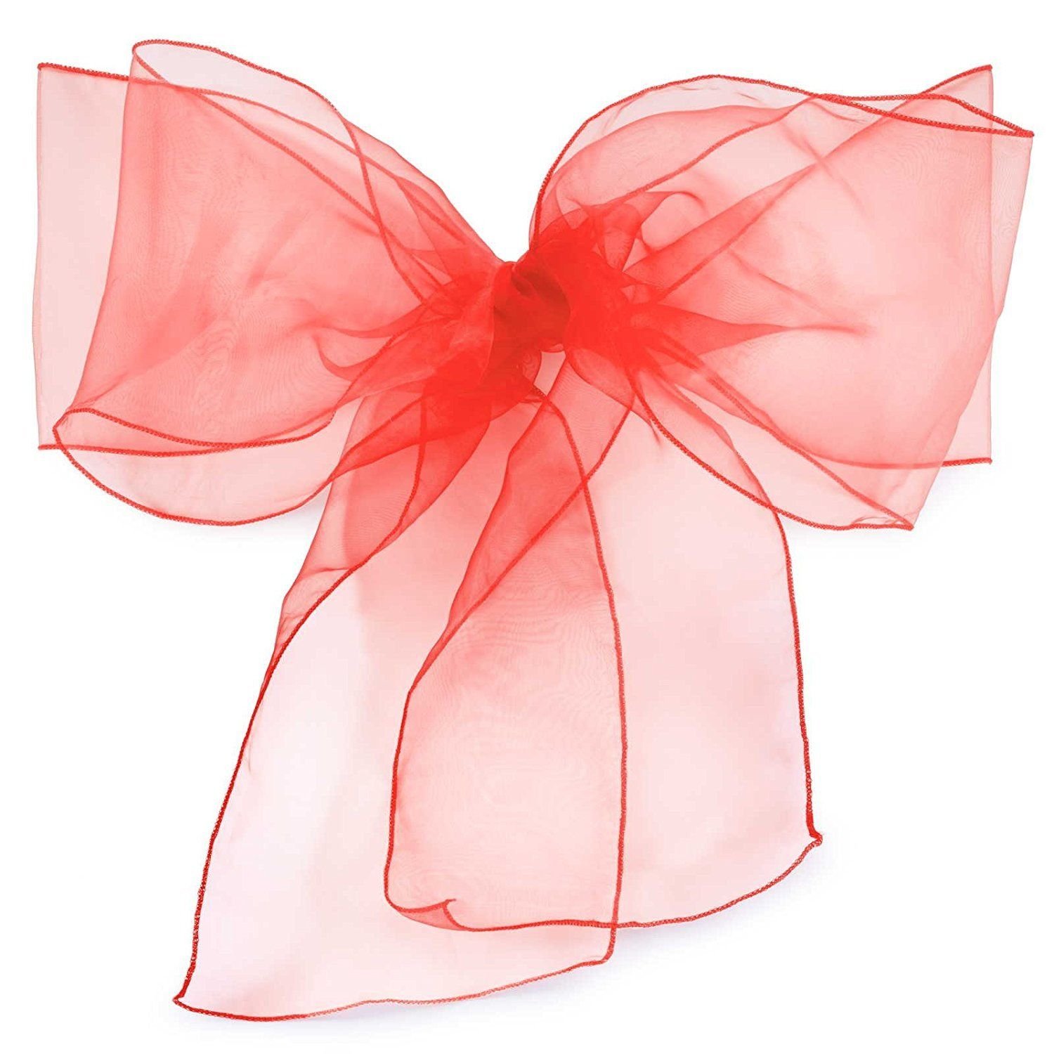Luvfabrics - 10 Pack Red Mirror Organza Wedding Chair Sashes Bows Ribbons 8