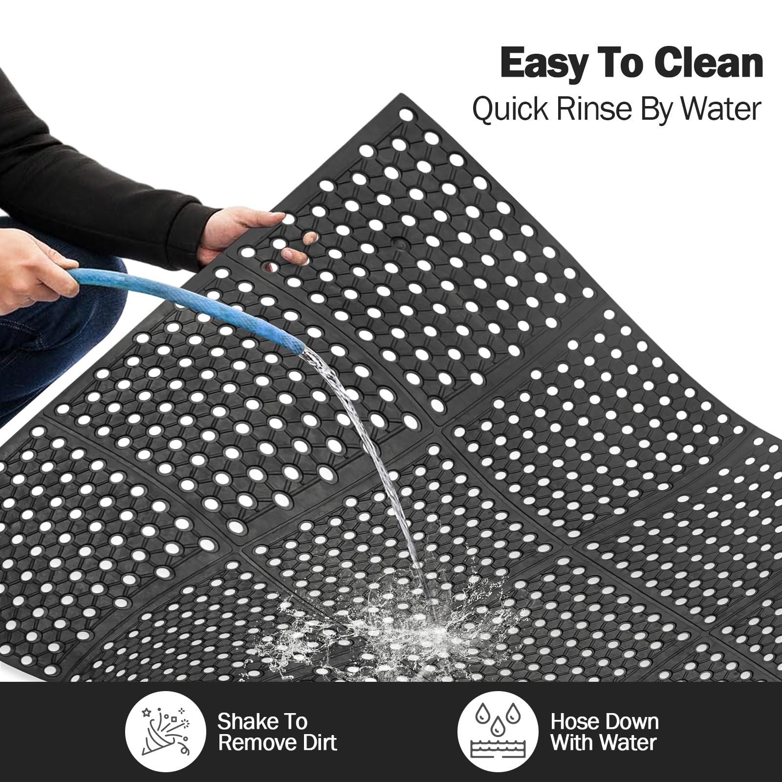 Uyoyous 59x35.4 Inch Non-Slip Rubber Floor Mat with Drainage Holes - Heavy Duty Commercial Kitchen Mat for Restaurants, Bars, Indoor & Outdoor Use - Perfect for High Traffic Areas, Food Prep Stations, and Wet Environments