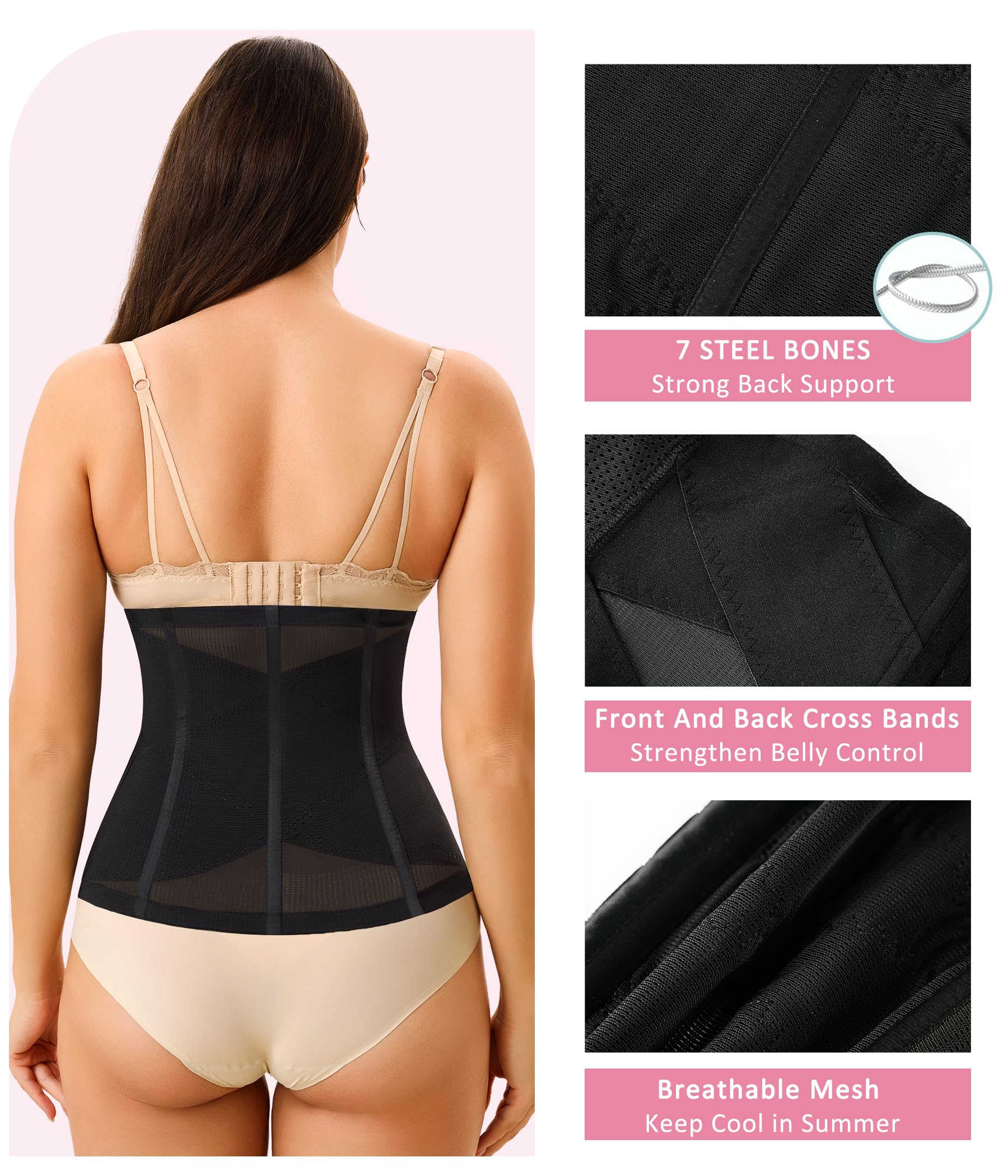 LODAY Women's Waist Trainer Corset - Tummy Control Shapewear with Cross Mesh Design, Postpartum Girdle Body Shaper for Weight Loss & Slimming | Perfect for Workouts, Post-Pregnancy Recovery & Everyday Wear