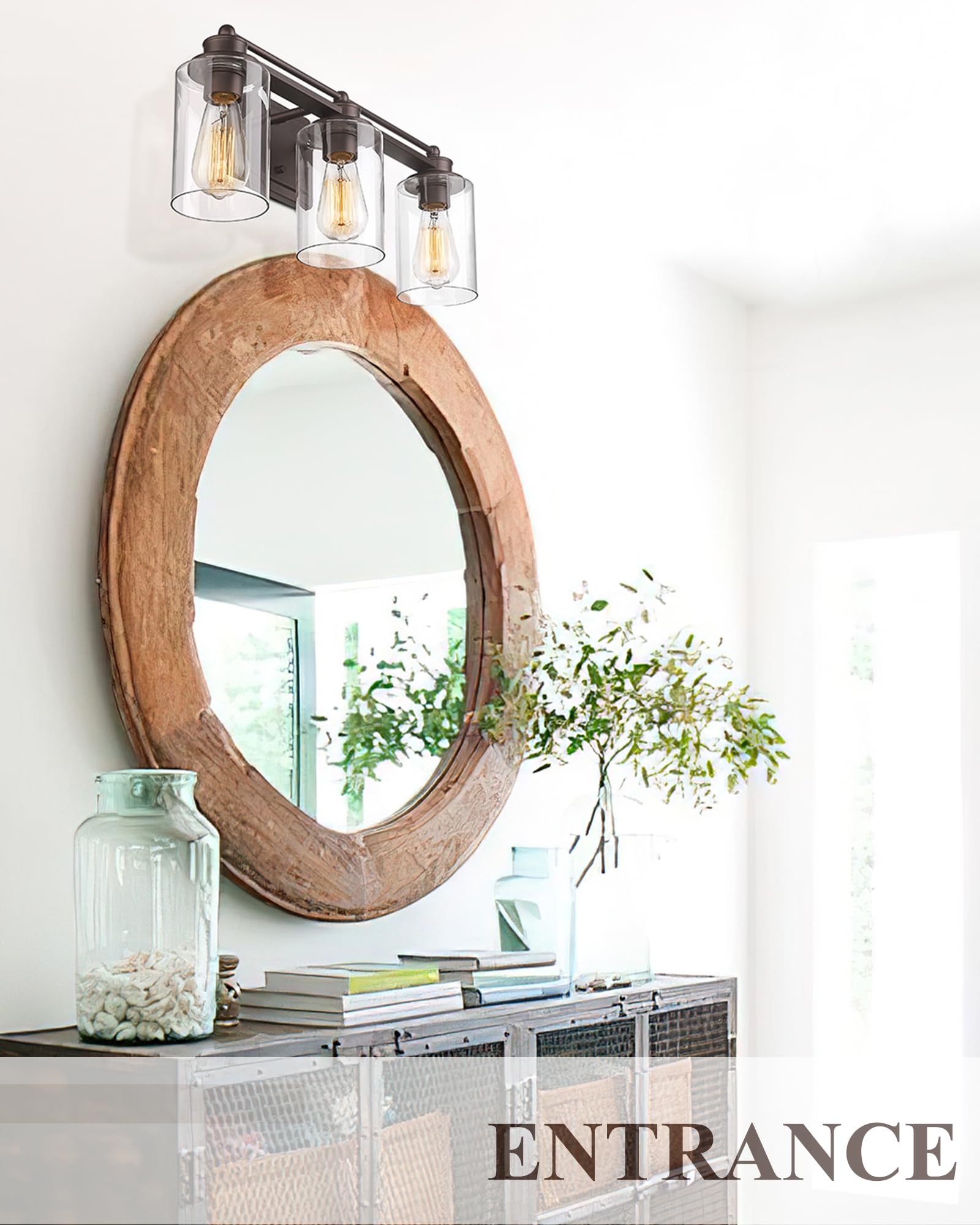 Bathroom Light Fixtures - HWH 3-Light Vanity Mirror Lighting, Industrial Wall Sconce with Oil-Rubbed Bronze Finish (5HLT63B-3W ORB) - Perfect for Modern Bathrooms, Powder Rooms & Dressing Areas