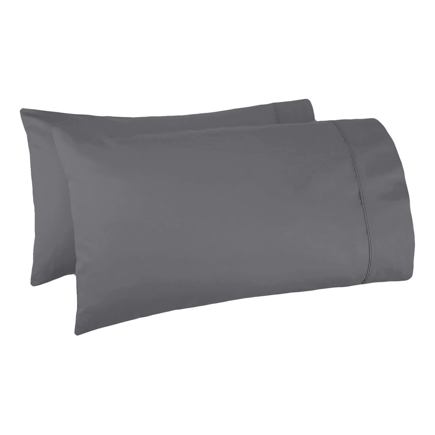 Premium 100% Egyptian Cotton Pillowcases Set of 2 - 1000 Thread Count, Breathable & Cooling, Standard/Queen Size - Dark Grey Luxury Bedding for Hot Sleepers & Allergy Relief - Perfect for Master Bedrooms, Guest Rooms & Hotels