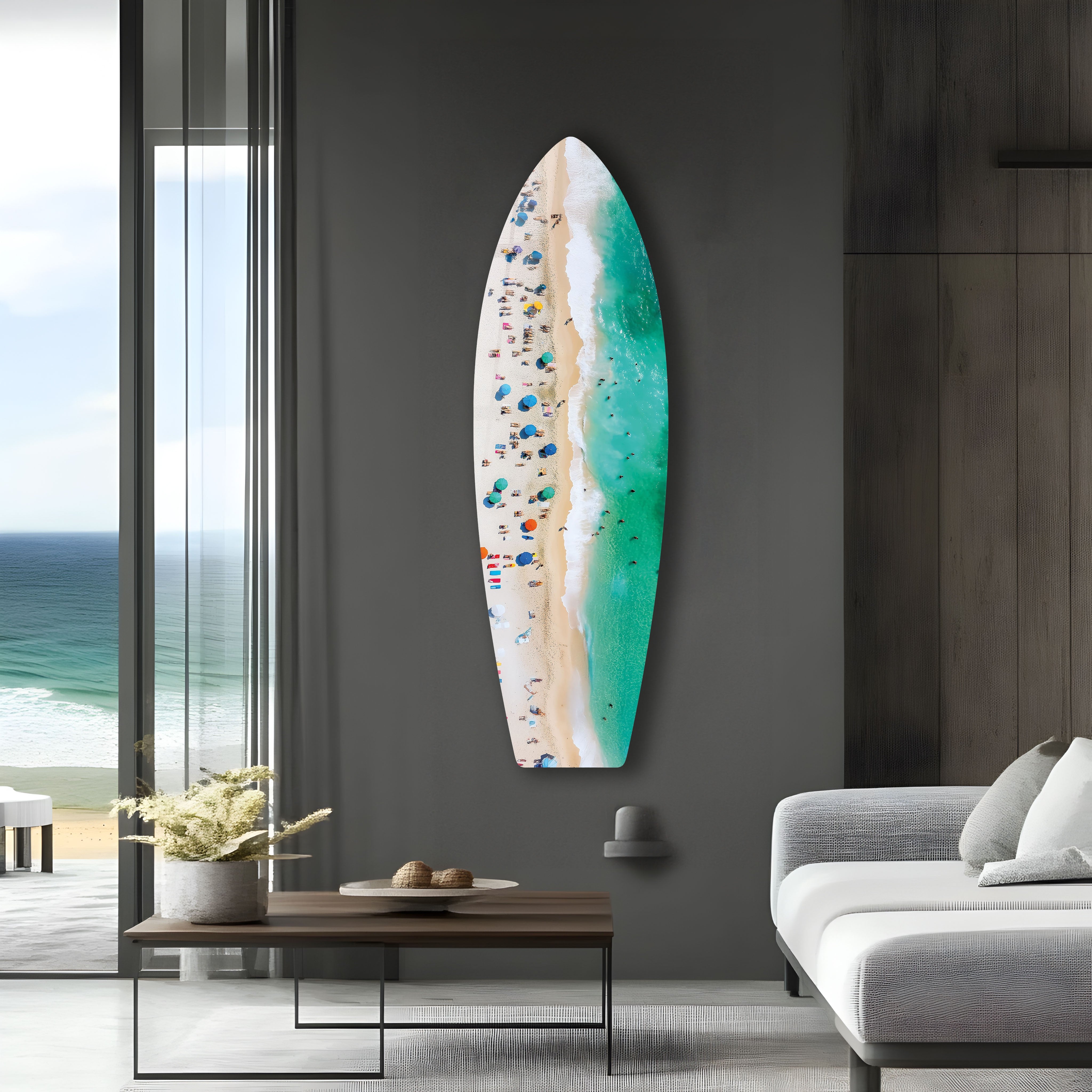 Beach Bliss Surfboard Wall Art - Coastal Decor for Living Room, Bedroom & Office - Perfect Surfing Theme Home Decoration