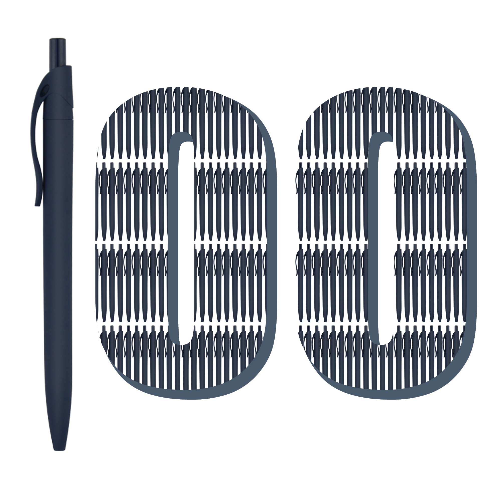 Deegtran Bulk Pens - 100 Pack No Bleed Blue Barrel Click Pens, Wholesale Retractable Ballpoint Pens with 1.0MM Medium Point Smooth Black Ink - Perfect for Office, School, Business & Everyday Writing
