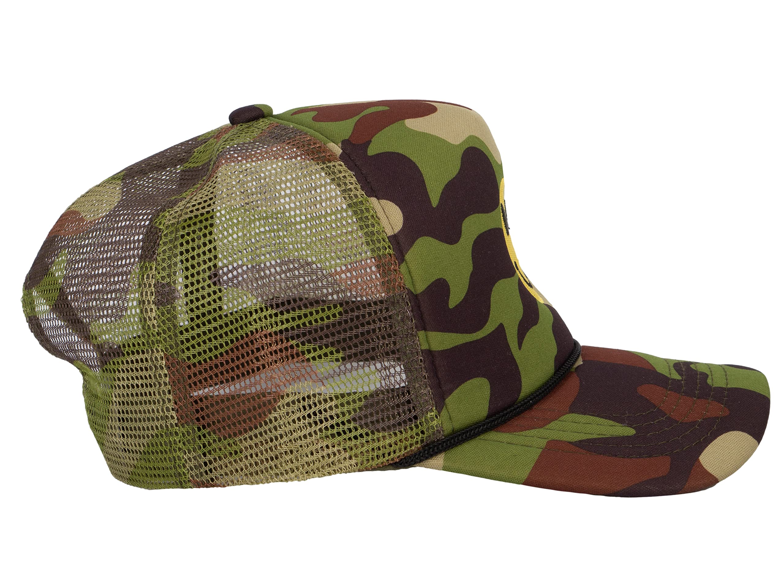 Smiley Face Embroidered Adjustable Trucker Hat for Men & Women - Casual Outdoor Sun Protection for Hiking, Fishing, and Beach