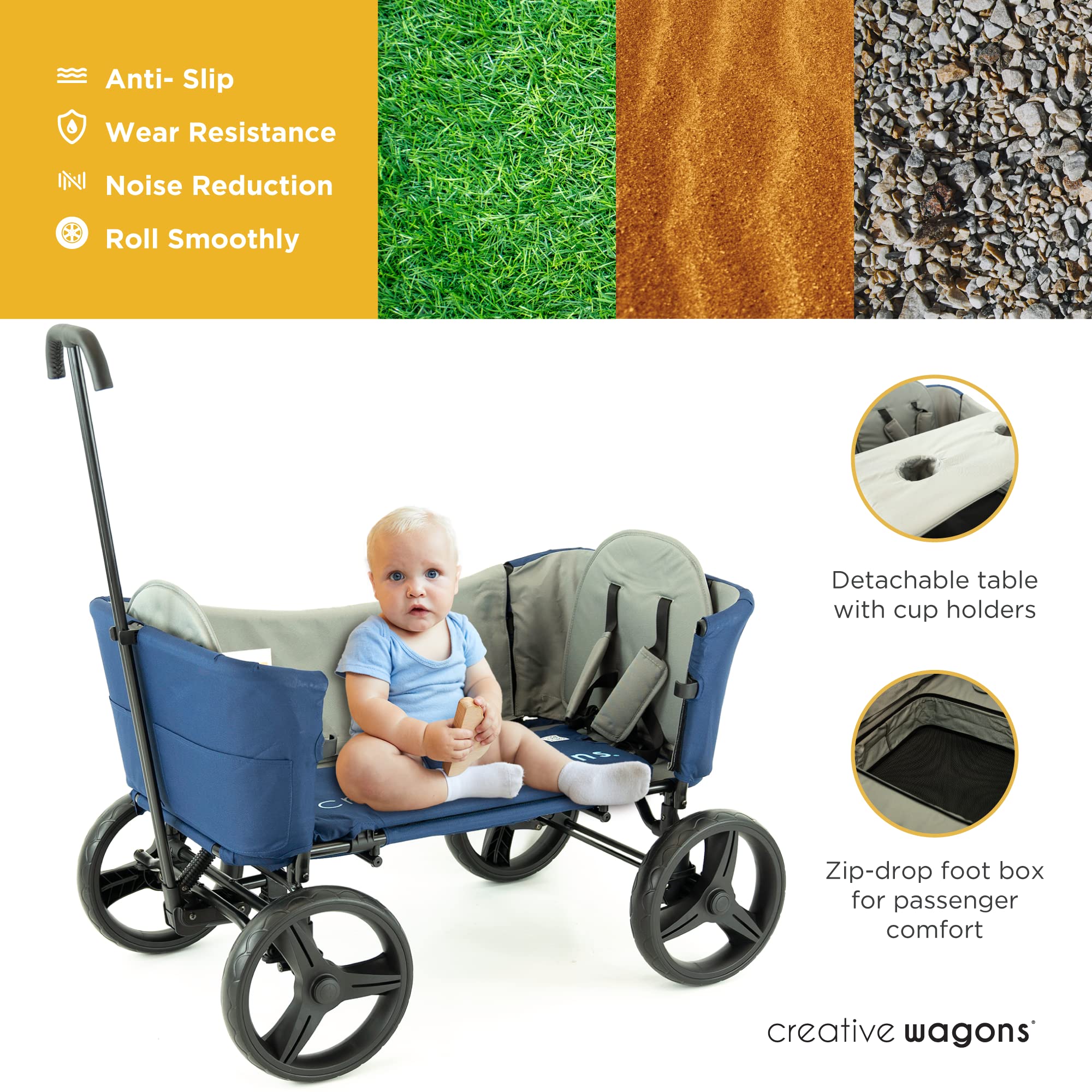 Best Collapsible Stroller Wagon for Kids - All-Terrain Push & Pull Convertible Bench Cart with Removable Canopy | Perfect for Outdoor Adventures, Beach Trips, and Family Picnics
