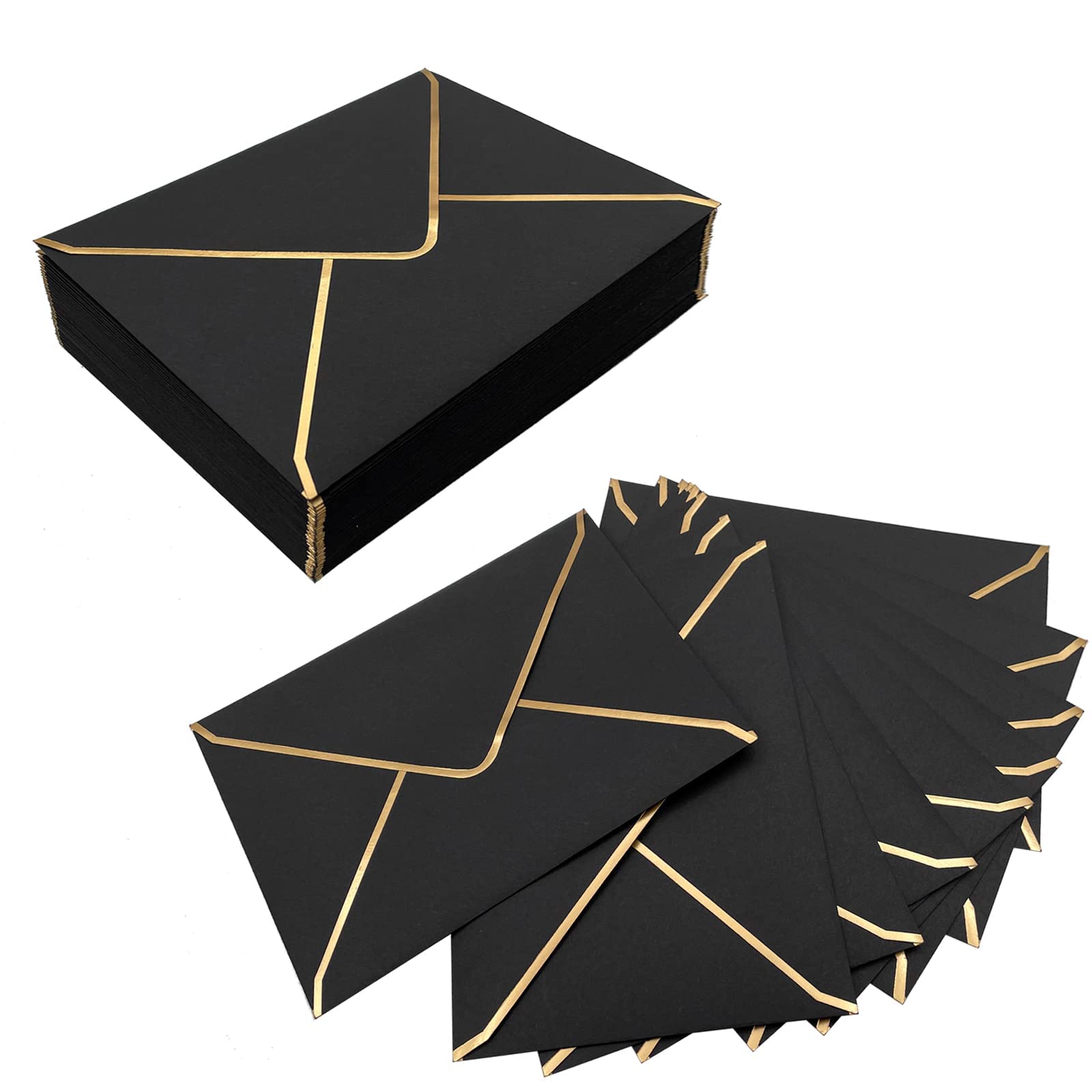 50 PCS A7 5x7 Invitation Envelopes - Premium Black Mailing Envelopes for Wedding, Graduation Cards | Perfect for Formal Events, Party Invitations & Special Occasions