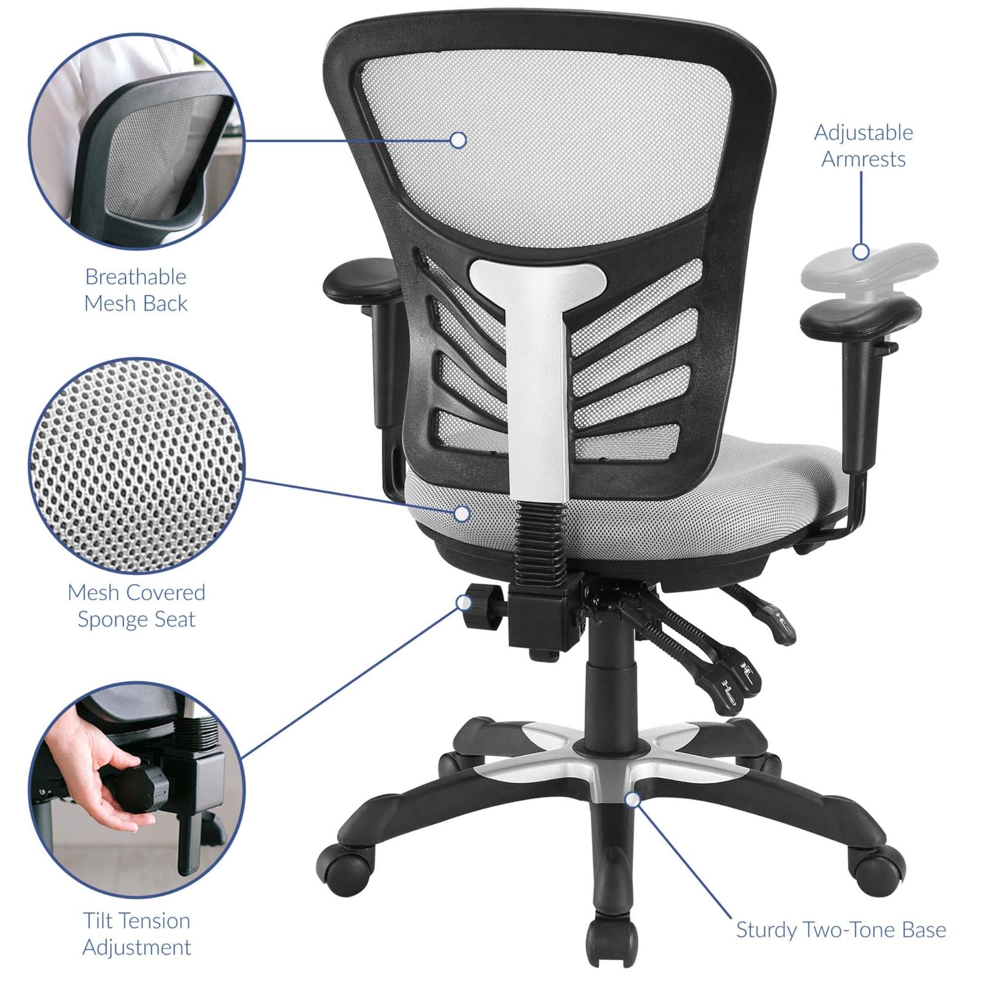 Ergonomic Mesh Office Chair with Adjustable Lumbar Support - Breathable High Back Desk Chair for Home & Office Workspaces - Perfect for Long Hours of Sitting, Gaming, and Remote Work