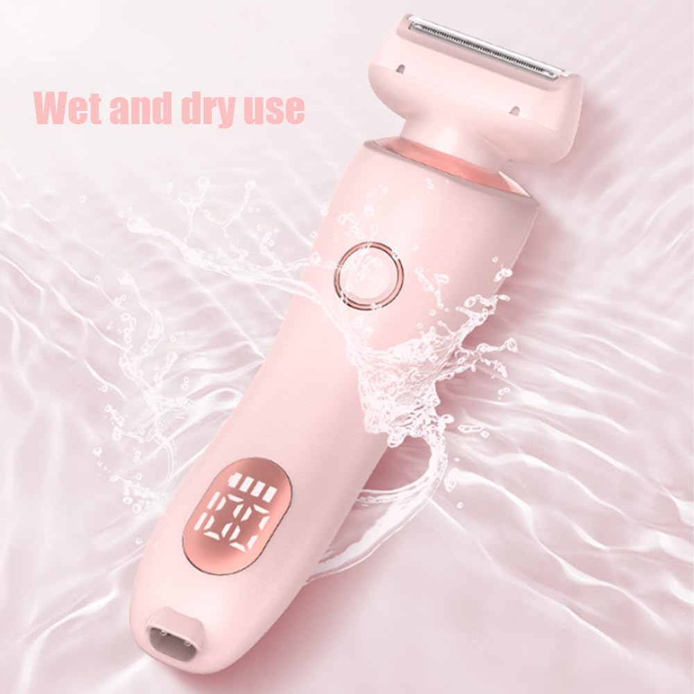 Vantique 2-in-1 Electric Shaver for Women - Wet & Dry Rechargeable Lady Shaver with Detachable Head & Travel Case - Smooth Hair Removal for Legs, Bikini & Underarms (Pink) - Perfect for Travel, Gym & Everyday Use