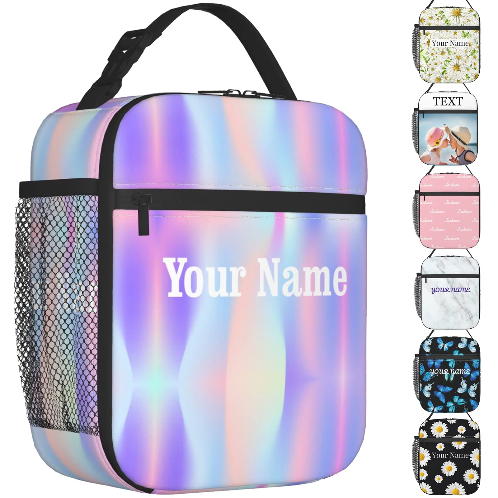Custom Insulated Lunch Bag with Photo & Shoulder Strap - Personalized Tote Lunch Box for Women & Men - Perfect for Work, School, Picnics & Outdoor Activities